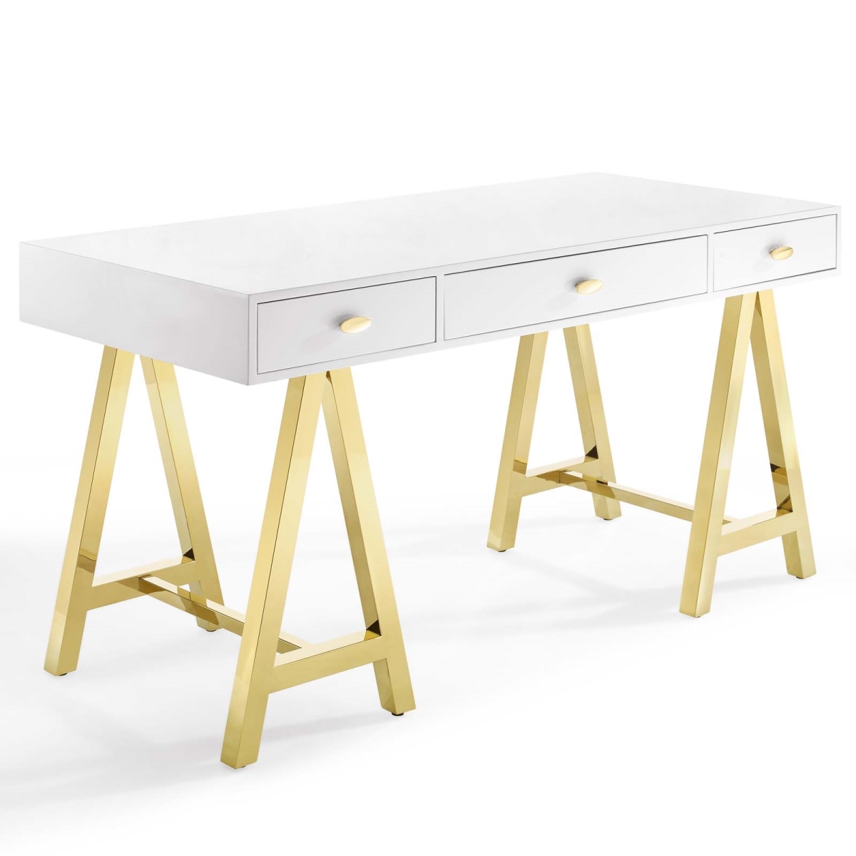 EEI-3861-GLD-WHI Jettison Office Desk - Gold & White