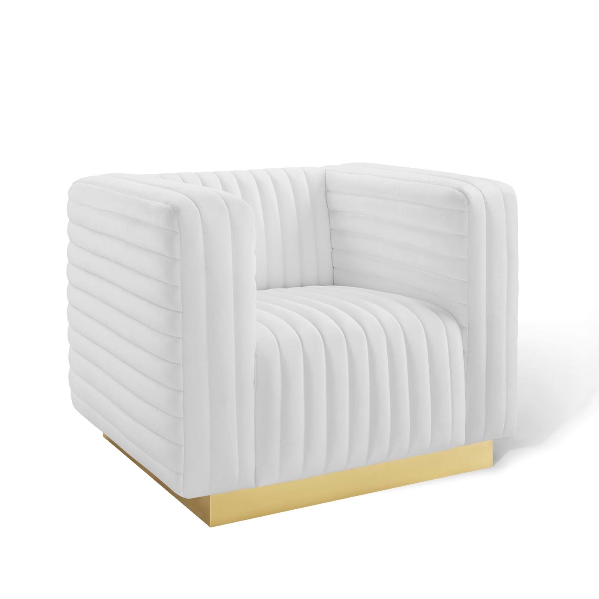 EEI-3887-WHI Charisma Channel Tufted Performance Velvet Accent ArmChair - White -  Modway Furniture