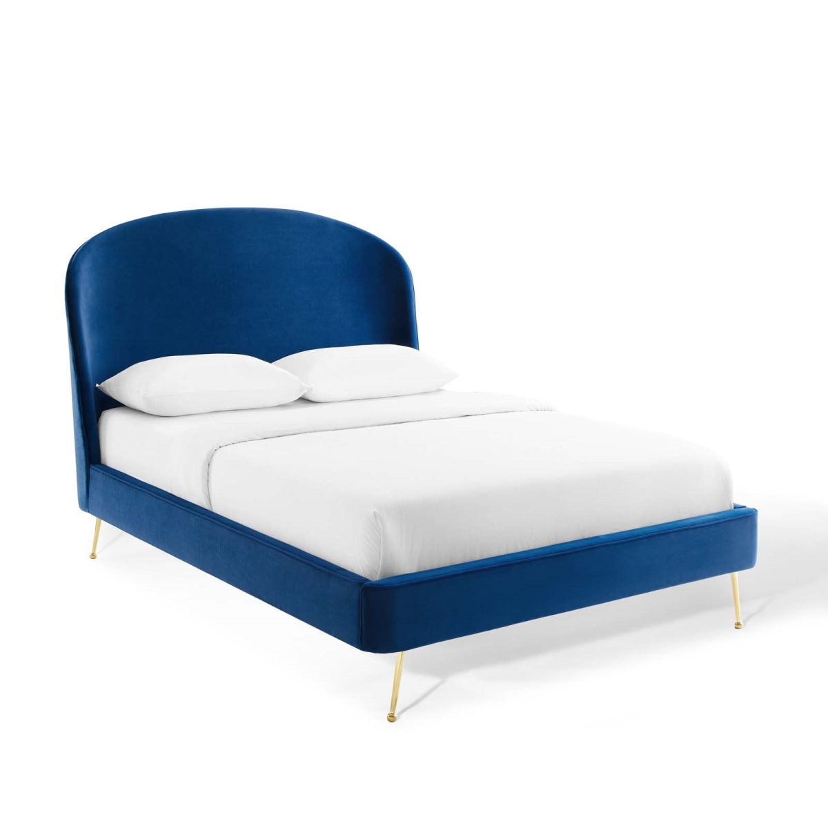 MOD-6131-NAV Mira Upholstered Performance Velvet Queen Platform Bed - Navy