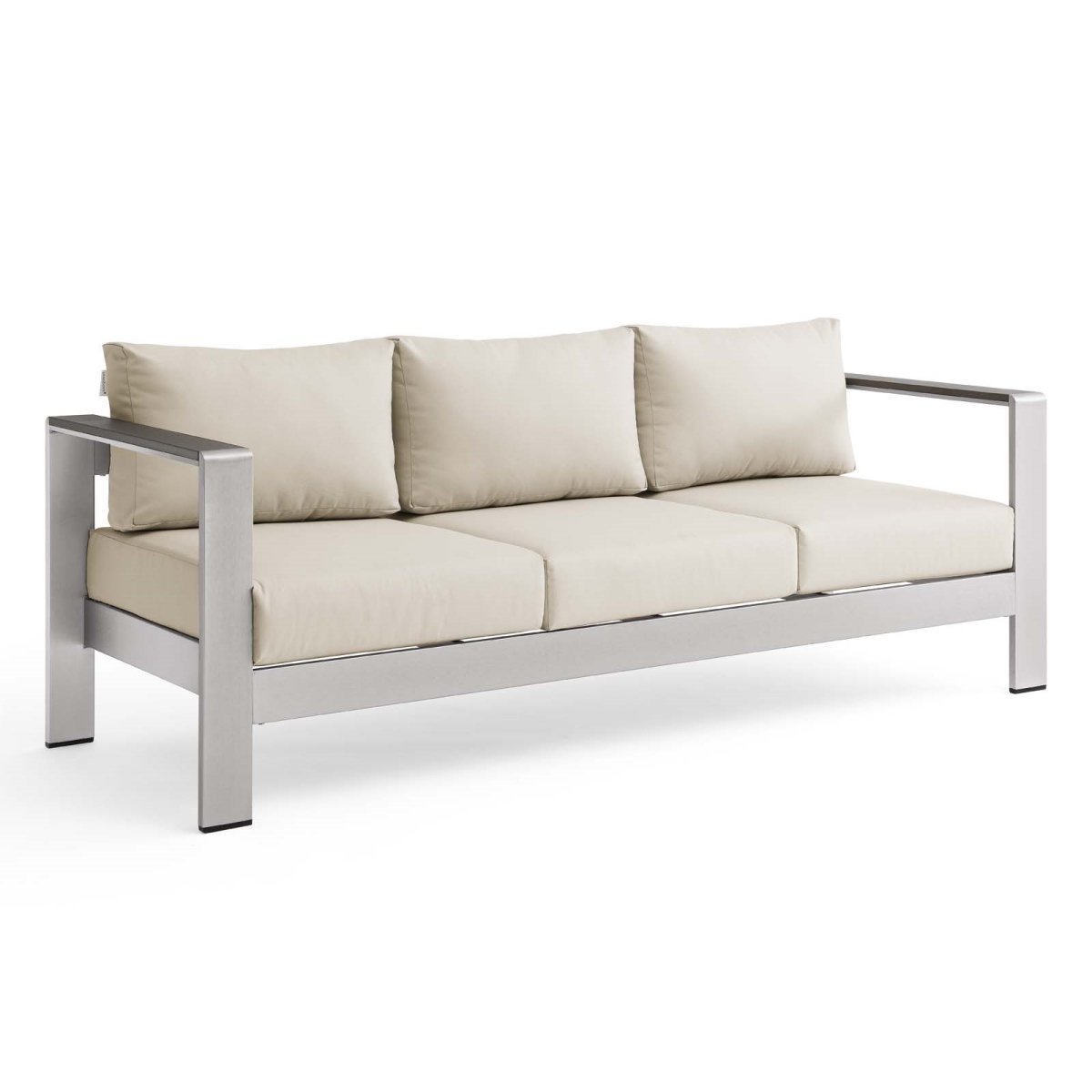 EEI-3917-SLV-BEI Shore Outdoor Patio Aluminum Sofa - Silver Beige -  Modway Furniture