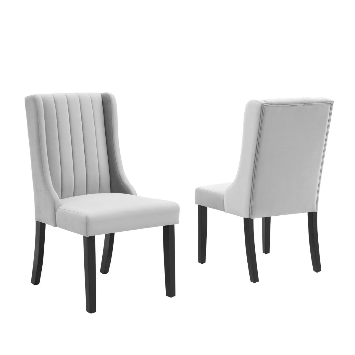 EEI-4244-LGR Renew Parsons Performance Velvet Dining Side Chairs, Light Gray - Set of 2