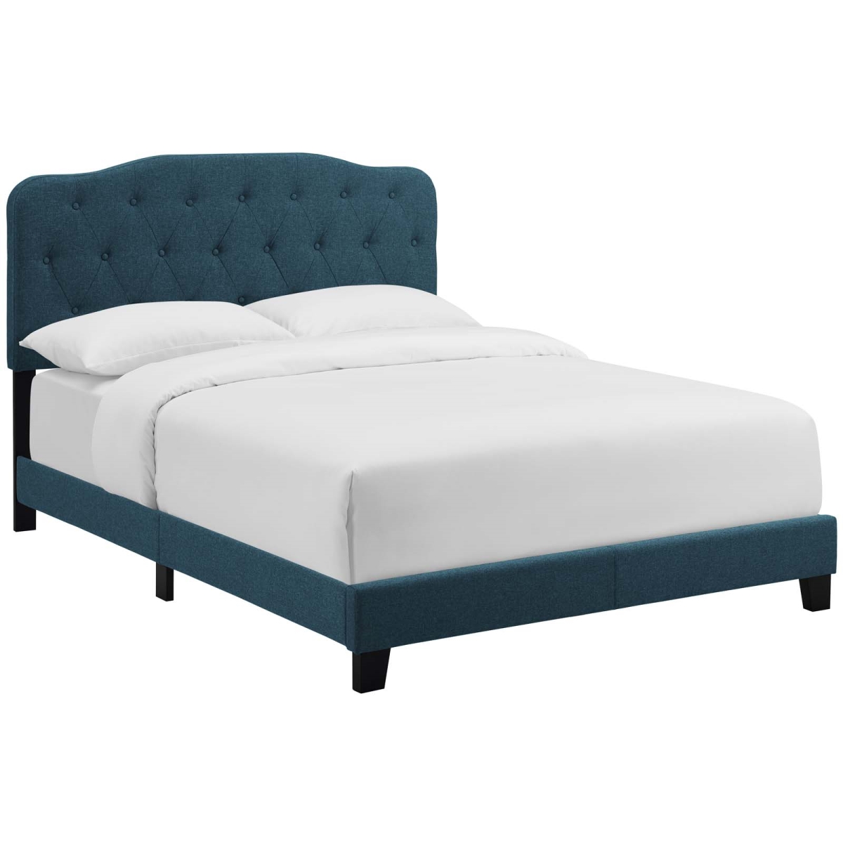 Amelia Upholstered Fabric Bed, Azure - Queen Size