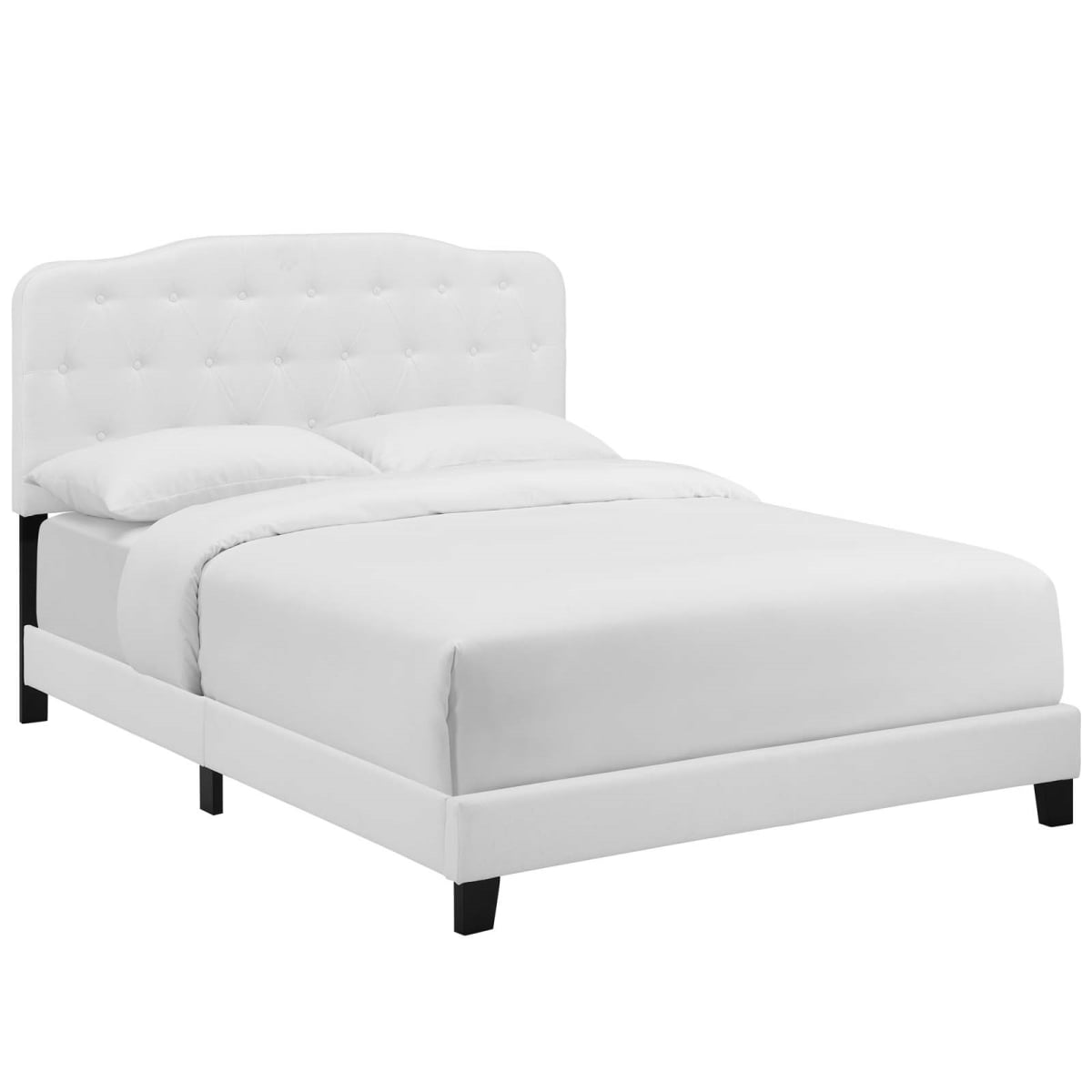 MOD-5841-WHI Amelia Upholstered Fabric Bed, White - King Size