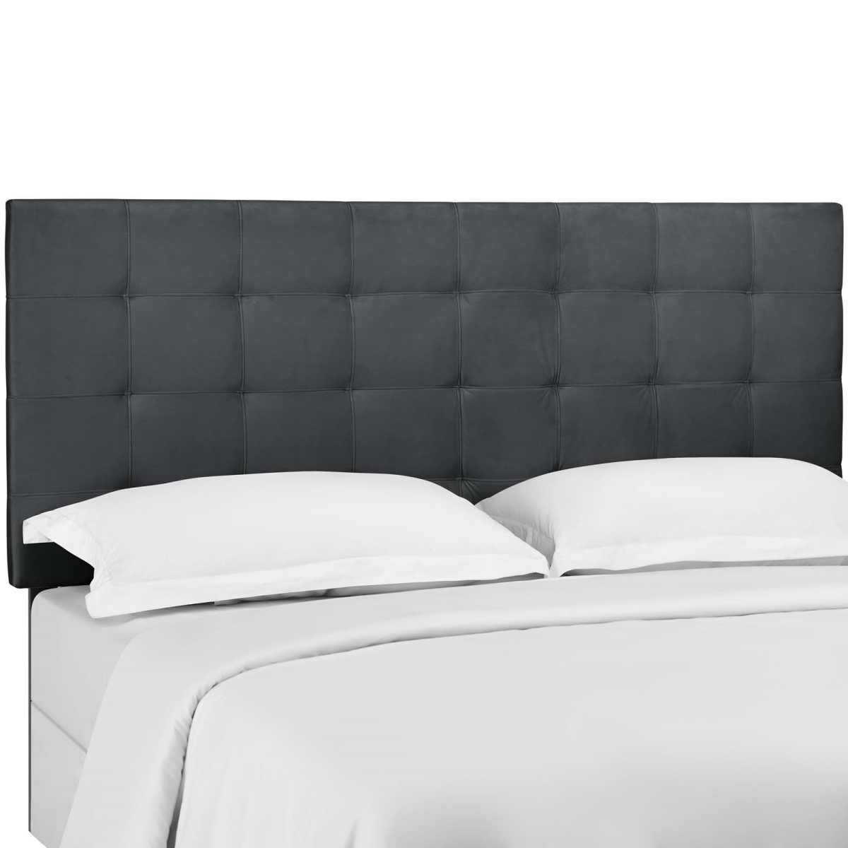 MOD-5853-GRY Paisley Tufted Upholstered Performance Velvet Headboard, Gray - Full & Queen Size