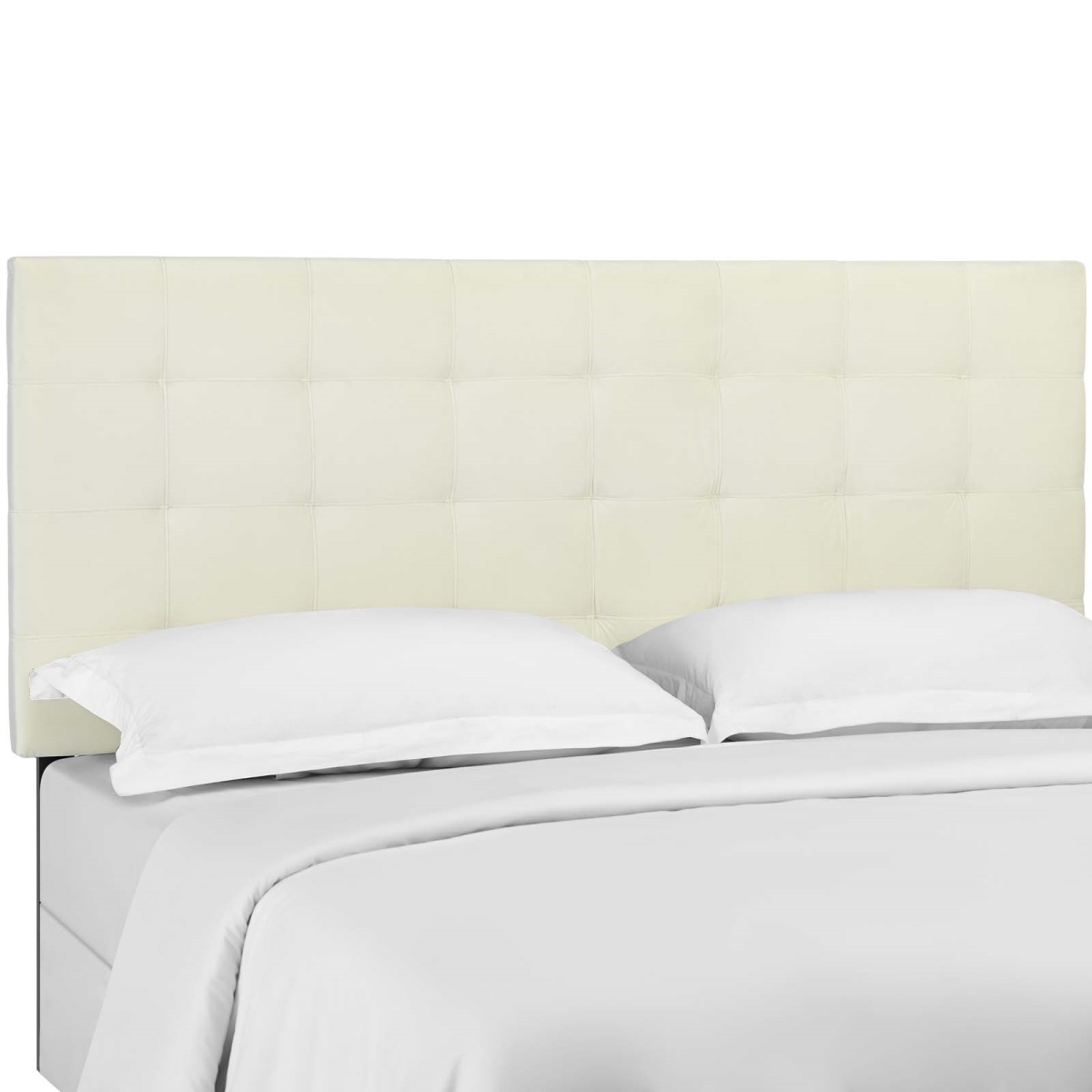 MOD-5853-IVO Paisley Tufted Upholstered Performance Velvet Headboard, Ivory - Full & Queen Size -  Modway Furniture