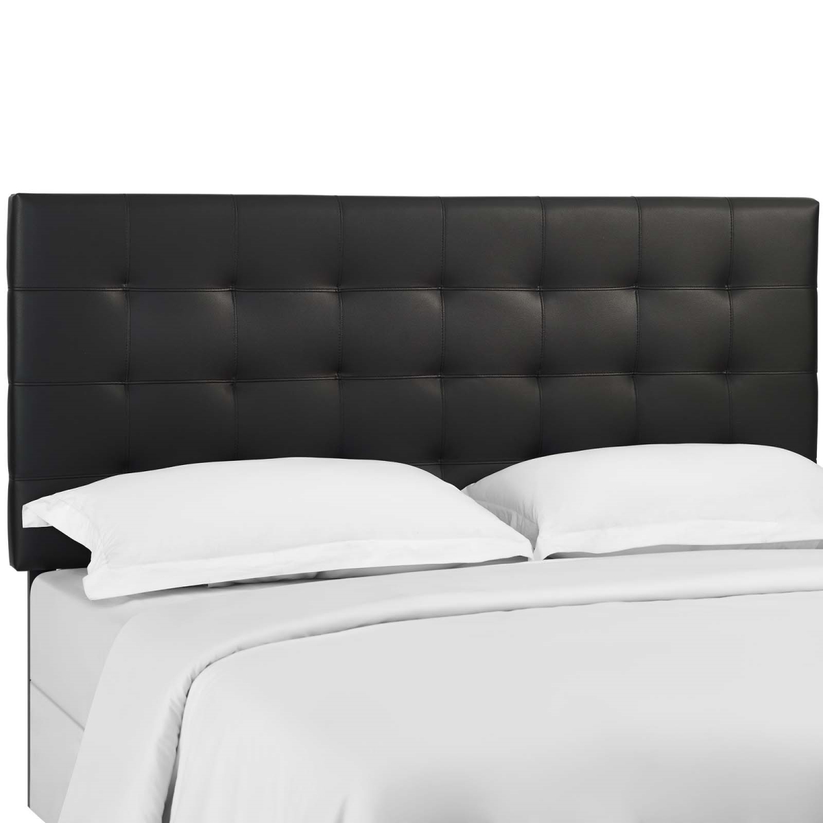 MOD-5854-BLK Paisley Tufted Full & Queen Upholstered Faux Leather Headboard, Black