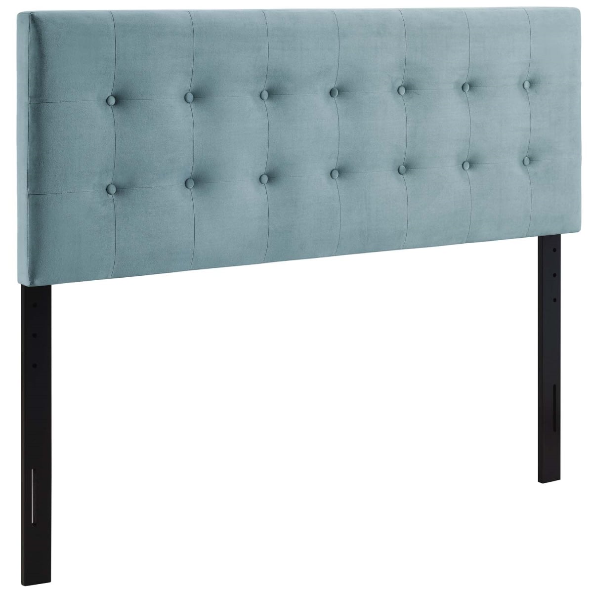 Emily Luxurious Modern King Size Biscuit Tufted Performance Velvet Headboard, Light Blue