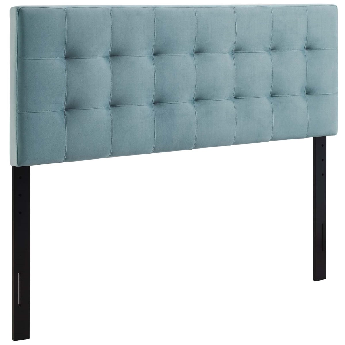 MOD-6120-LBU Lily Queen Biscuit Tufted Performance Velvet Headboard, Light Blue