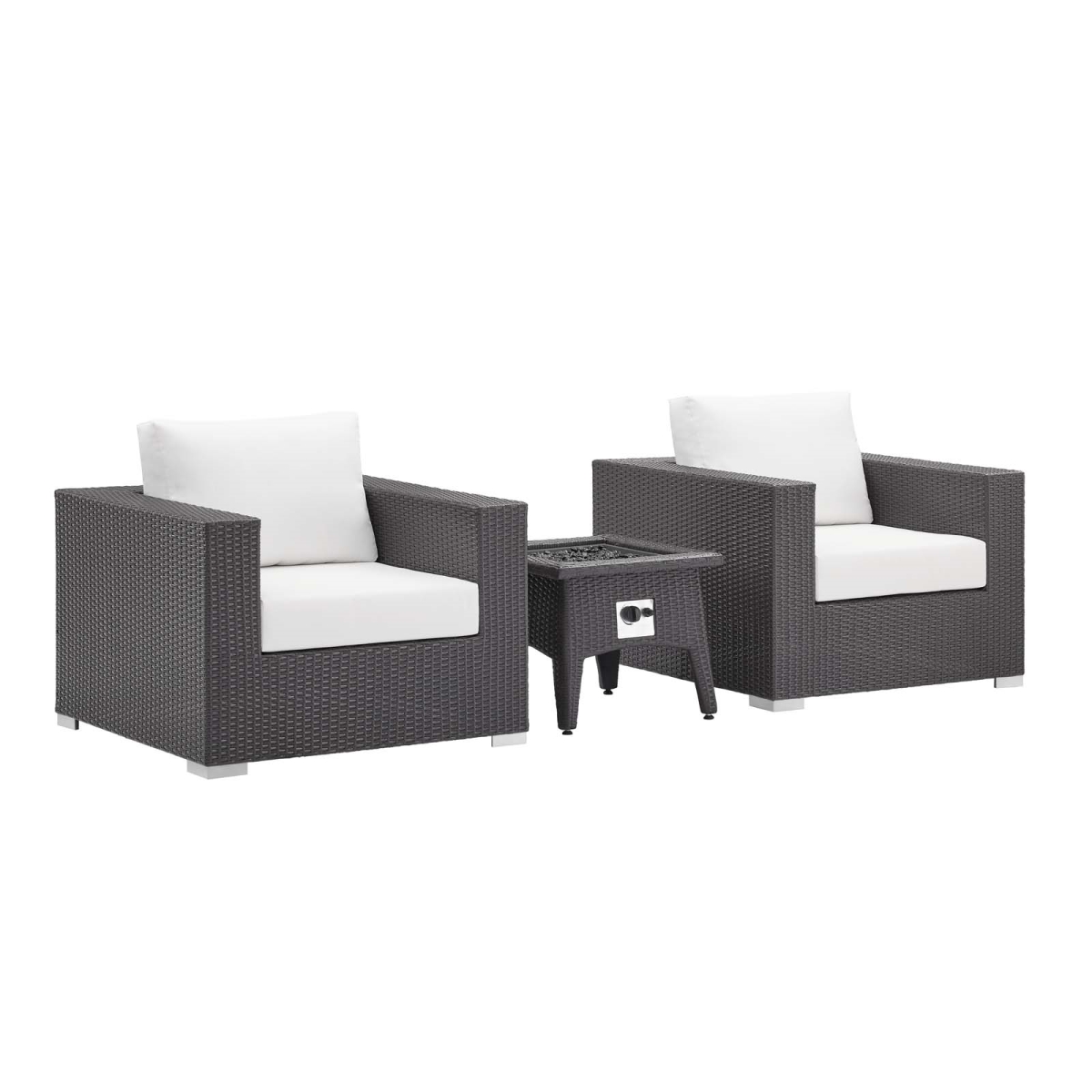 EEI-3727-EXP-WHI-SET Outdoor Patio Convene Set with Fire Pit, Espresso White - 3 Piece -  Modway Furniture