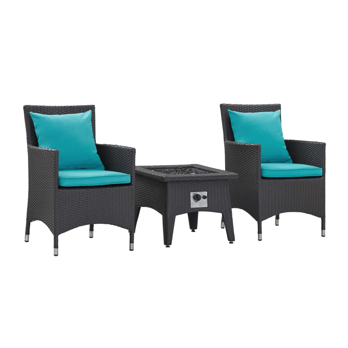 EEI-3729-EXP-TRQ-SET Outdoor Patio Convene Set with Fire Pit, Espresso Turquoise - 3 Piece