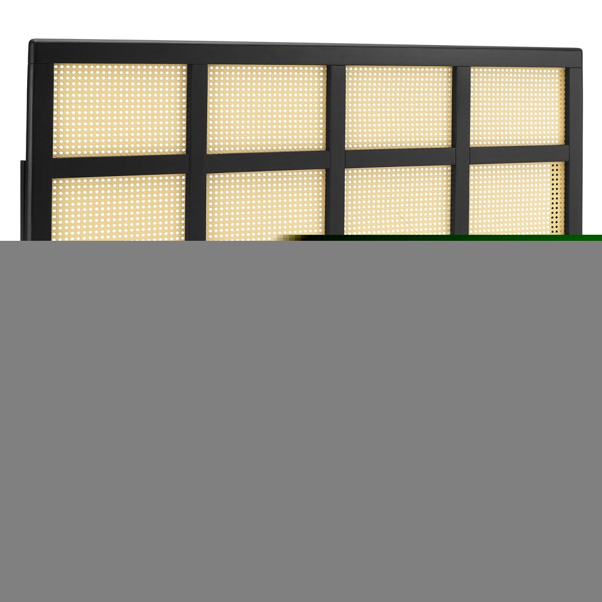 MOD-6198-BLK Luana Cane Headboard, Black - Queen Size