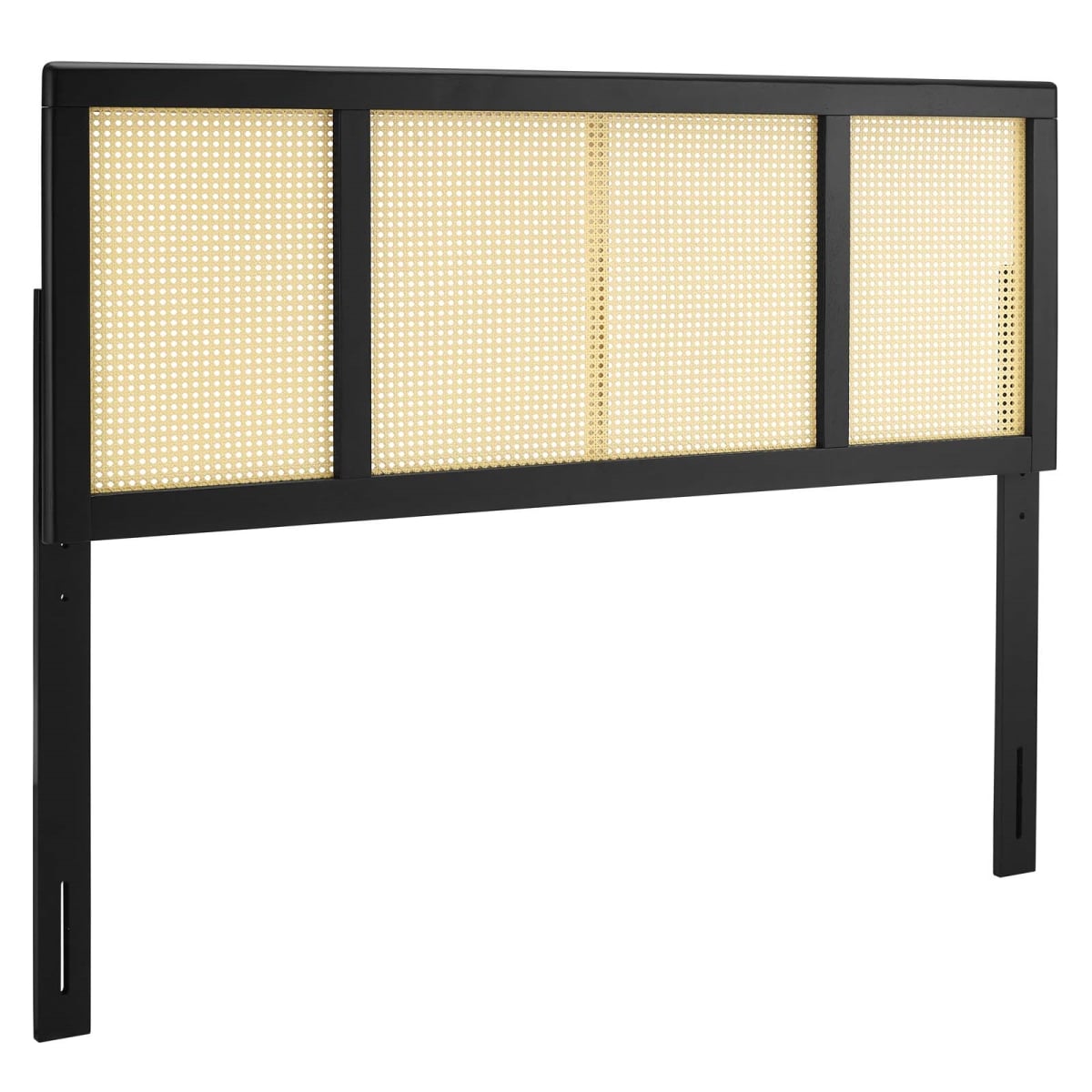 MOD-6202-BLK Delmare Cane Headboard, Black - King Size