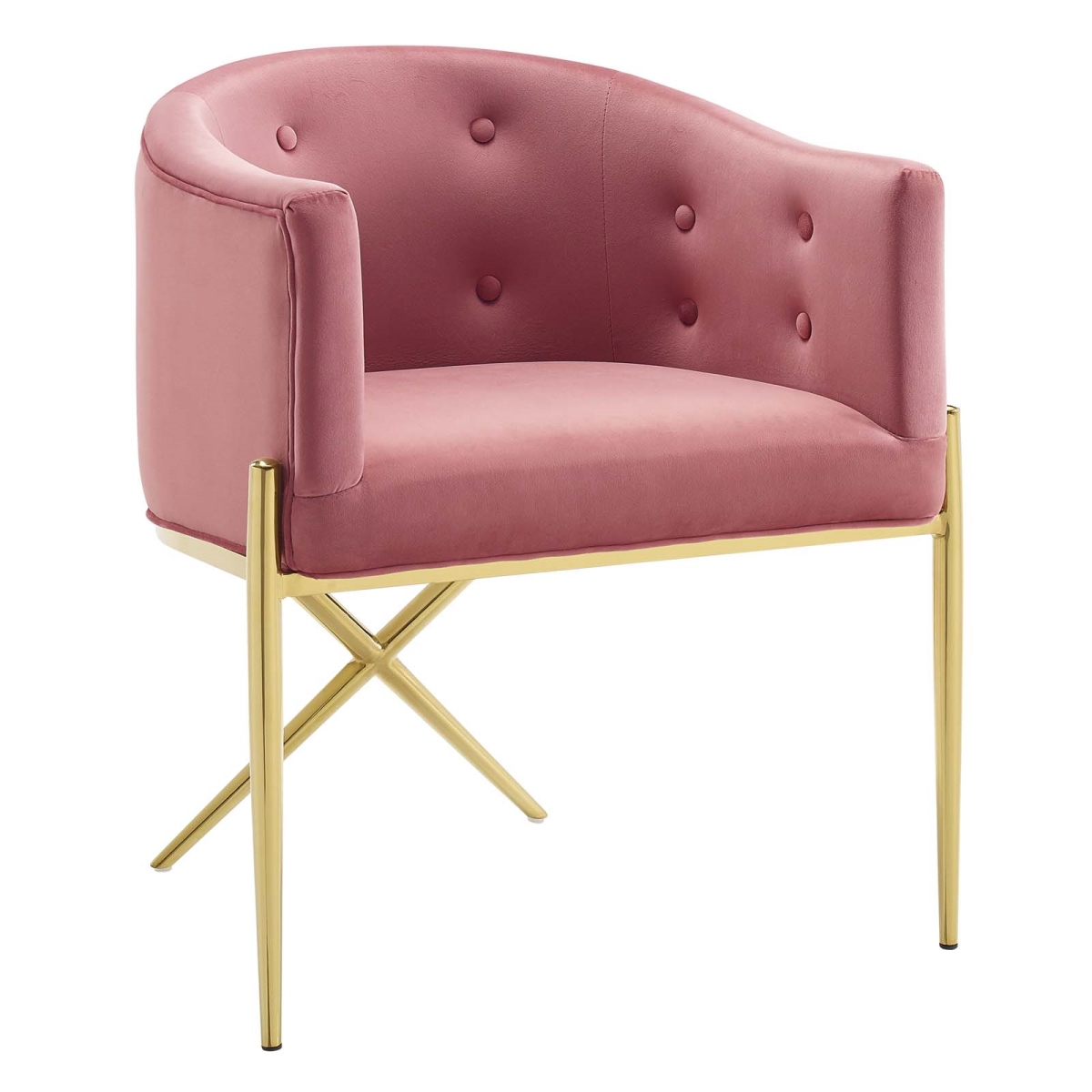EEI-3906-DUS Savour Tufted Performance Velvet Accent Dining Armchair, Dusty Rose