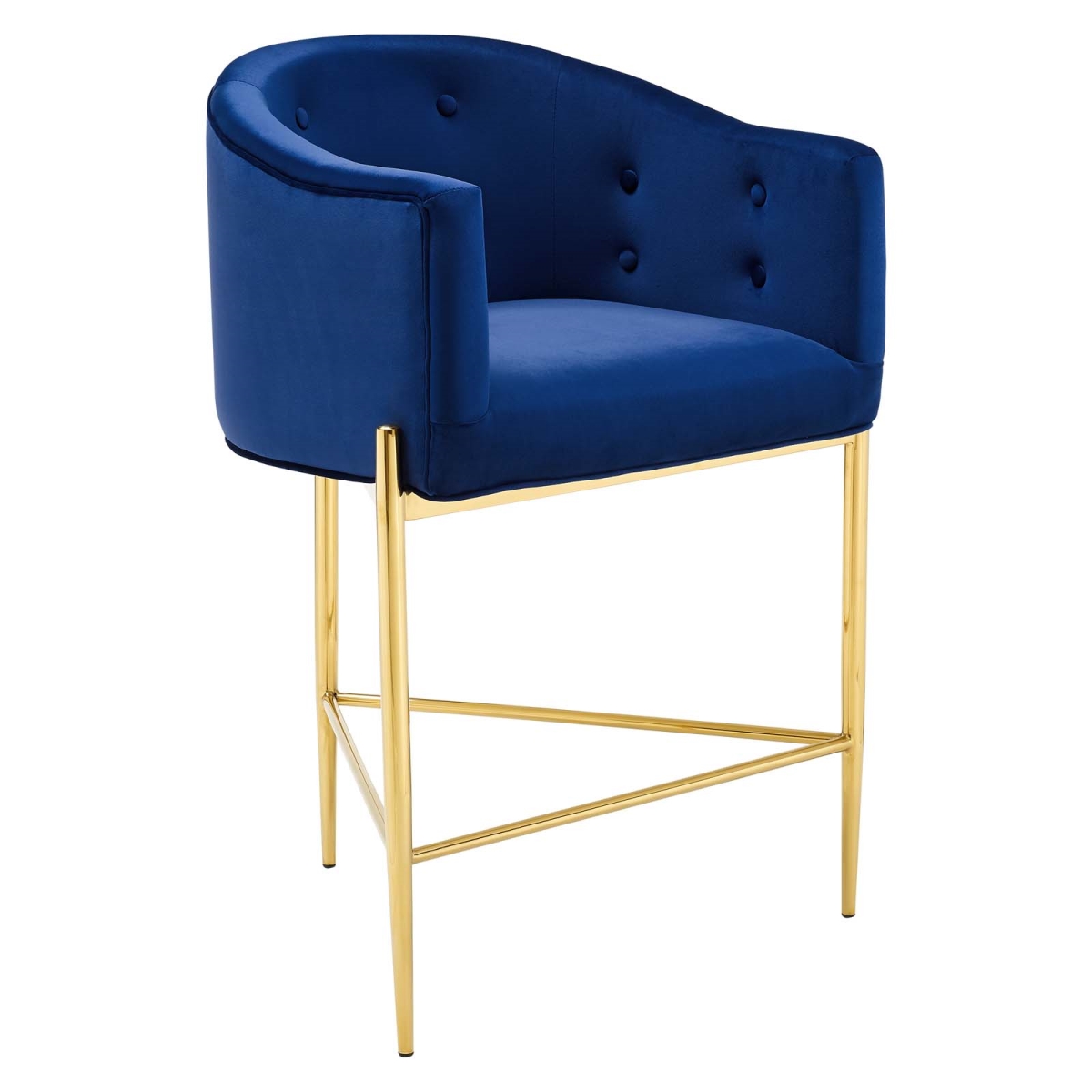 EEI-3910-NAV Savour Tufted Performance Velvet Counter Stool, Navy