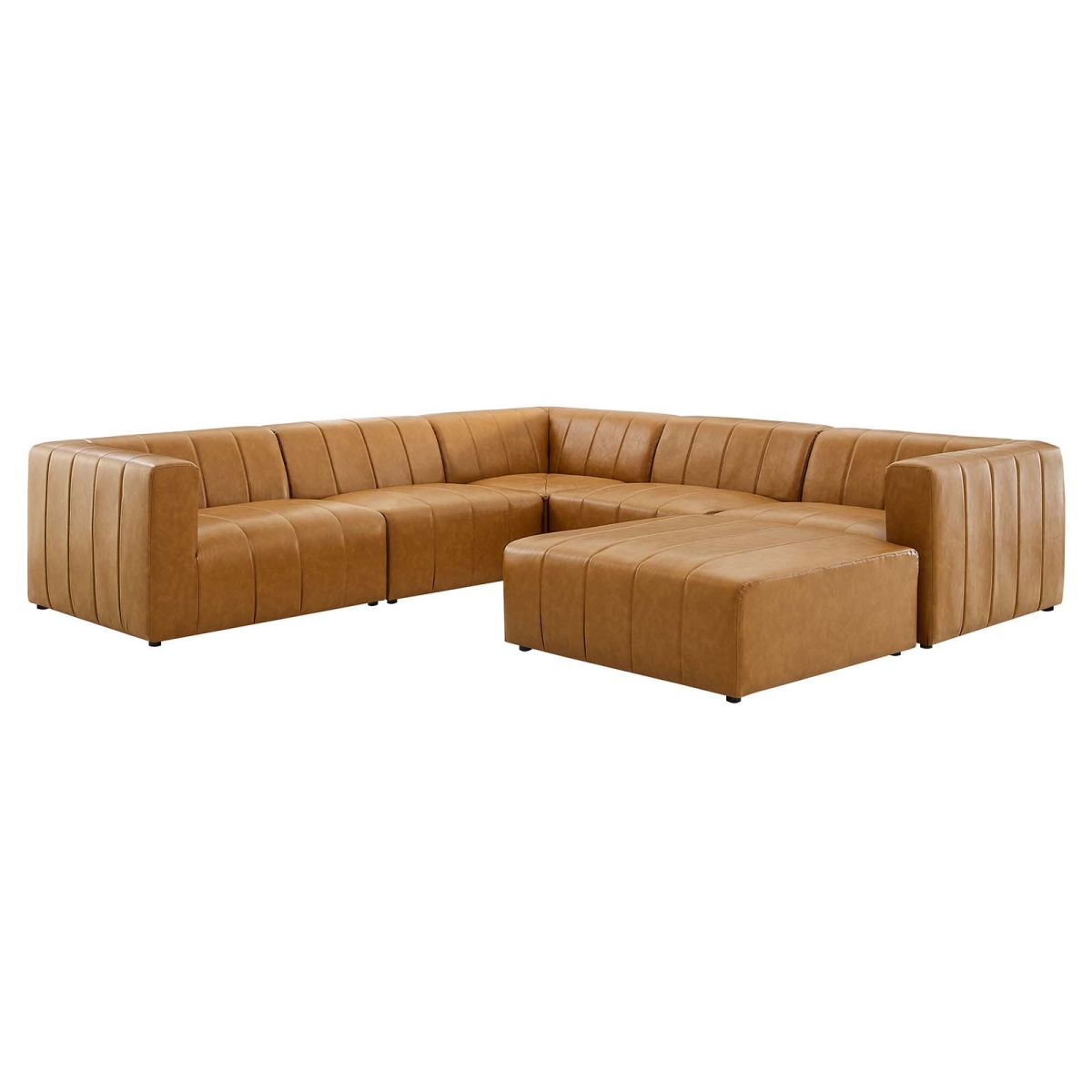 EEI-4534-TAN Bartlett Vegan Leather Sectional Sofa, Tan - 6 Piece