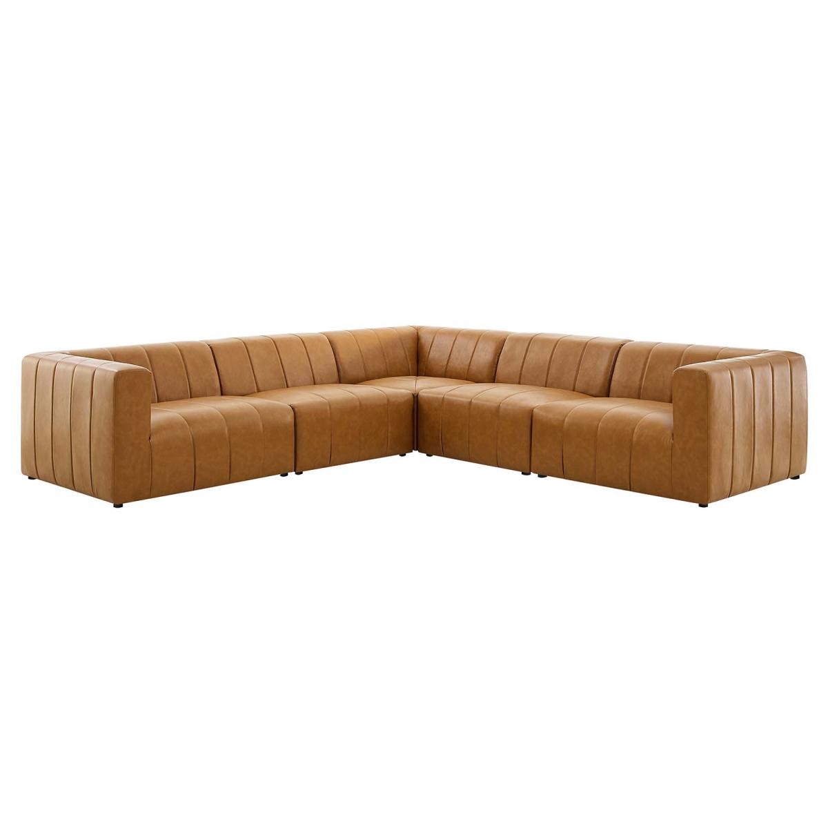 EEI-4532-TAN Bartlett Vegan Leather Vegan Leather Sectional Sofa, Tan - 5 Piece