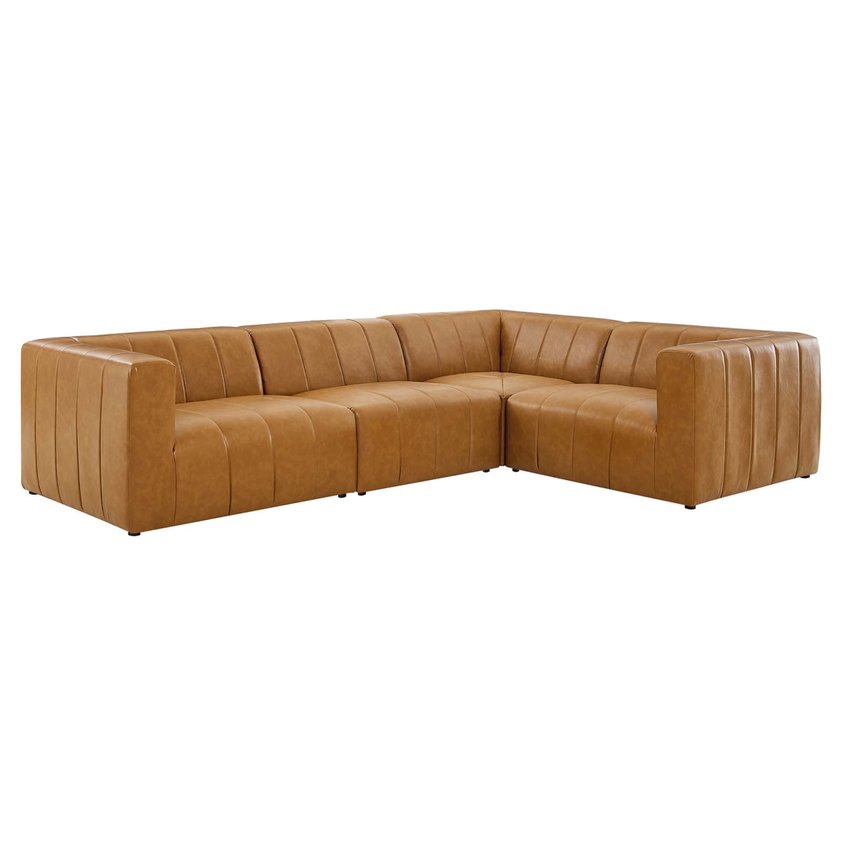 EEI-4519-TAN Bartlett Vegan Leather Vegan Leather Sectional Sofa, Tan - 4 Piece