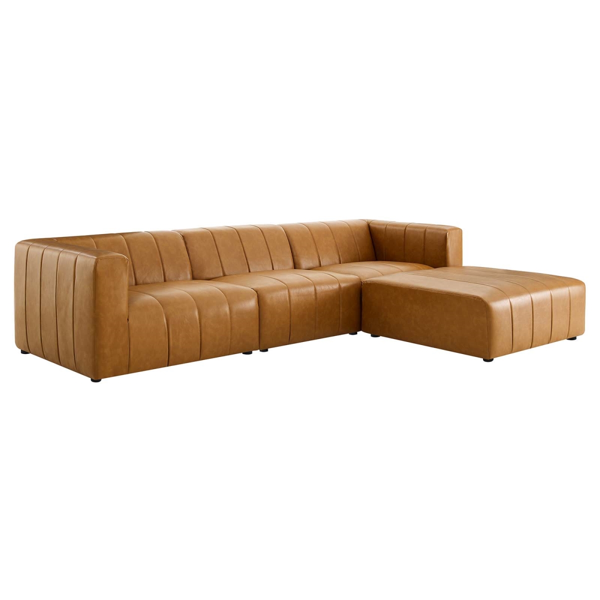 EEI-4517-TAN Bartlett Vegan Leather Sectional Sofa, Tan - 4 Piece