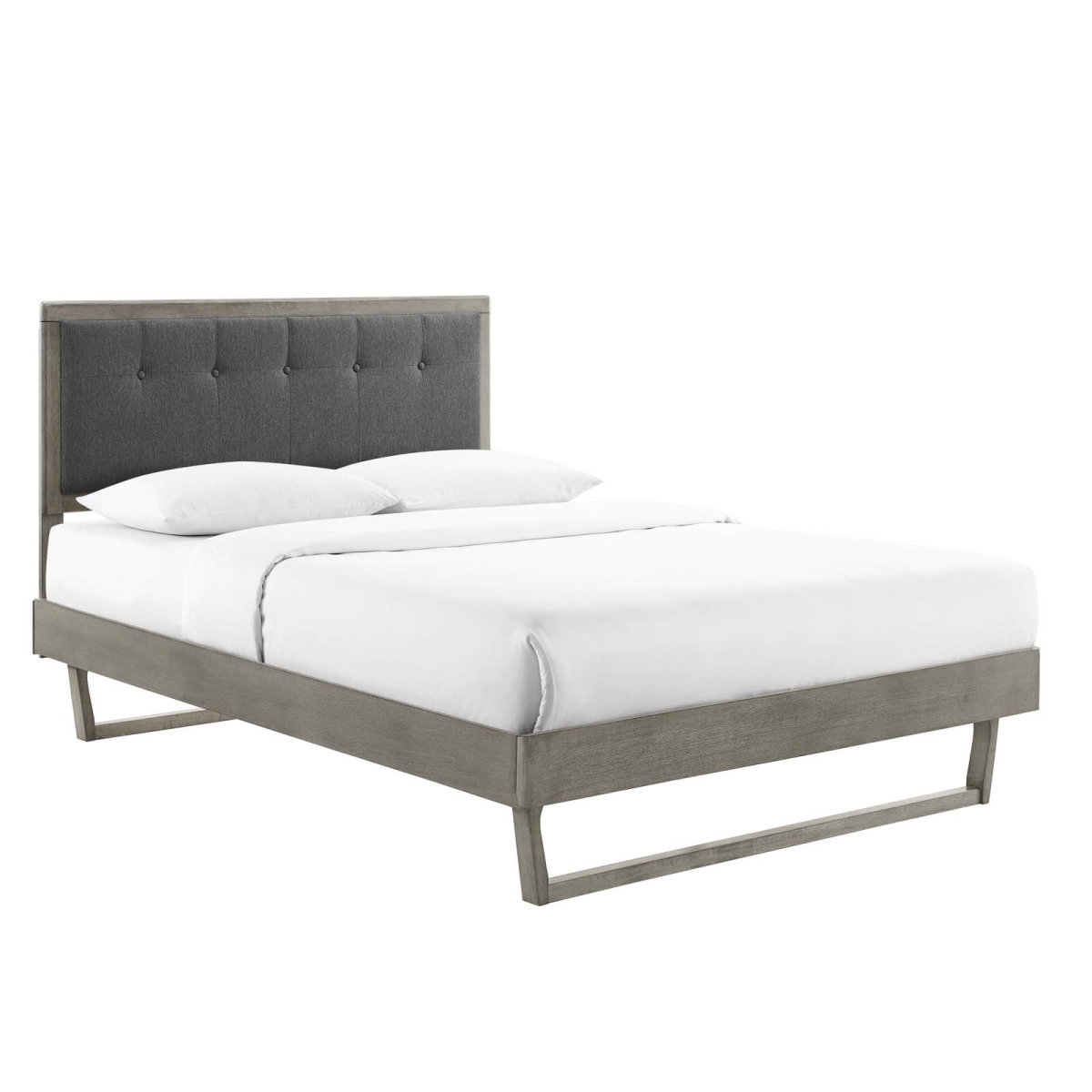 Picture of Modway Furniture MOD-6634-GRY-CHA Willow Full Size Wood Platform Bed with Angular Frame&#44; Gray & Charcoal