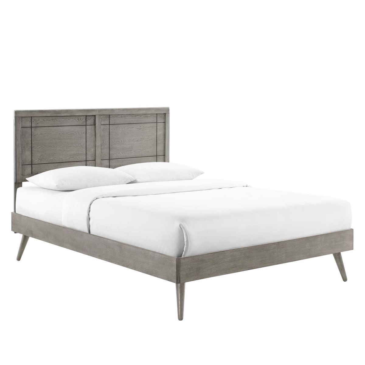 Picture of Modway Furniture MOD-6629-GRY Marlee King Size Wood Platform Bed with Splayed Legs&#44; Grey