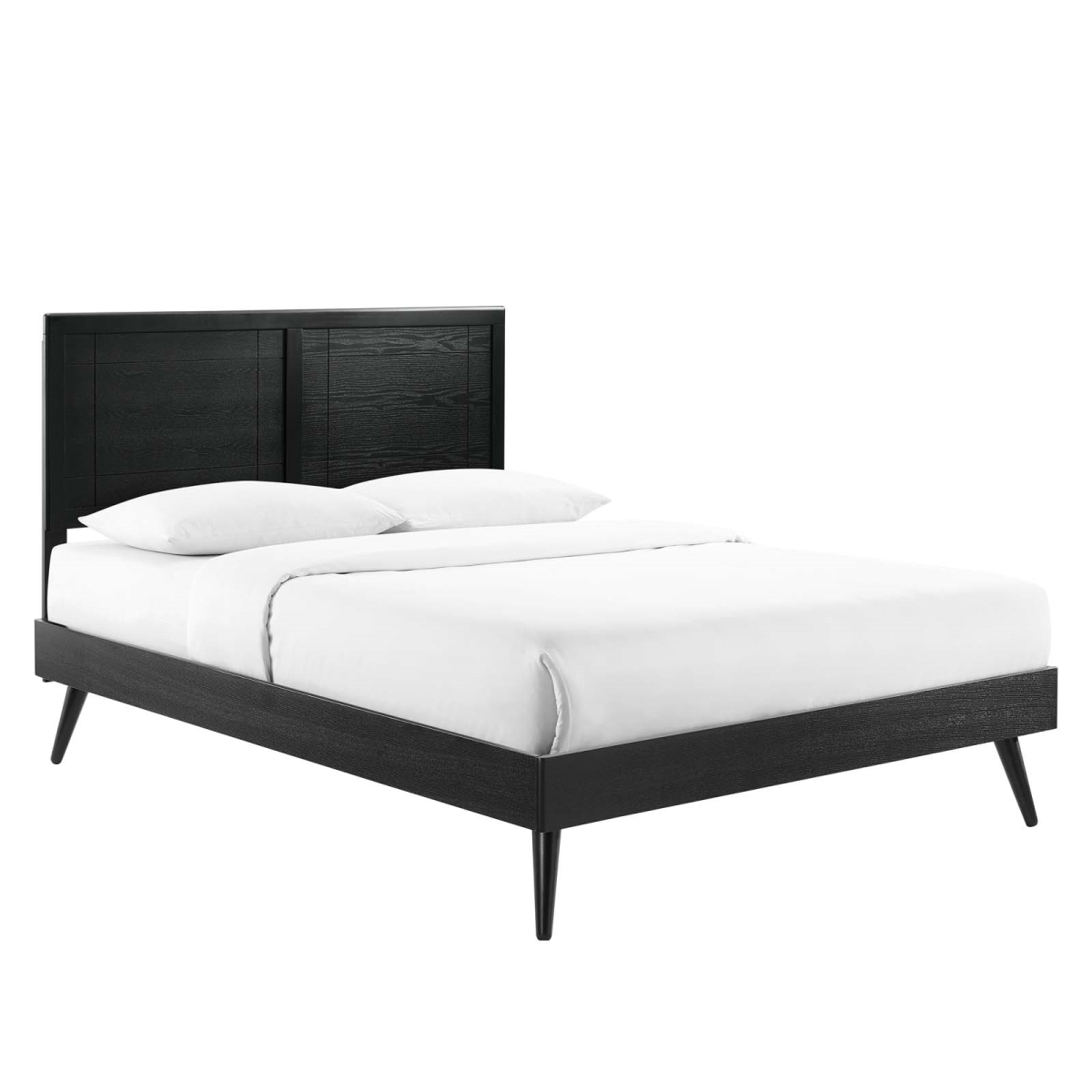 MOD-6629-BLK Marlee King Size Wood Platform Bed with Splayed Legs, Black