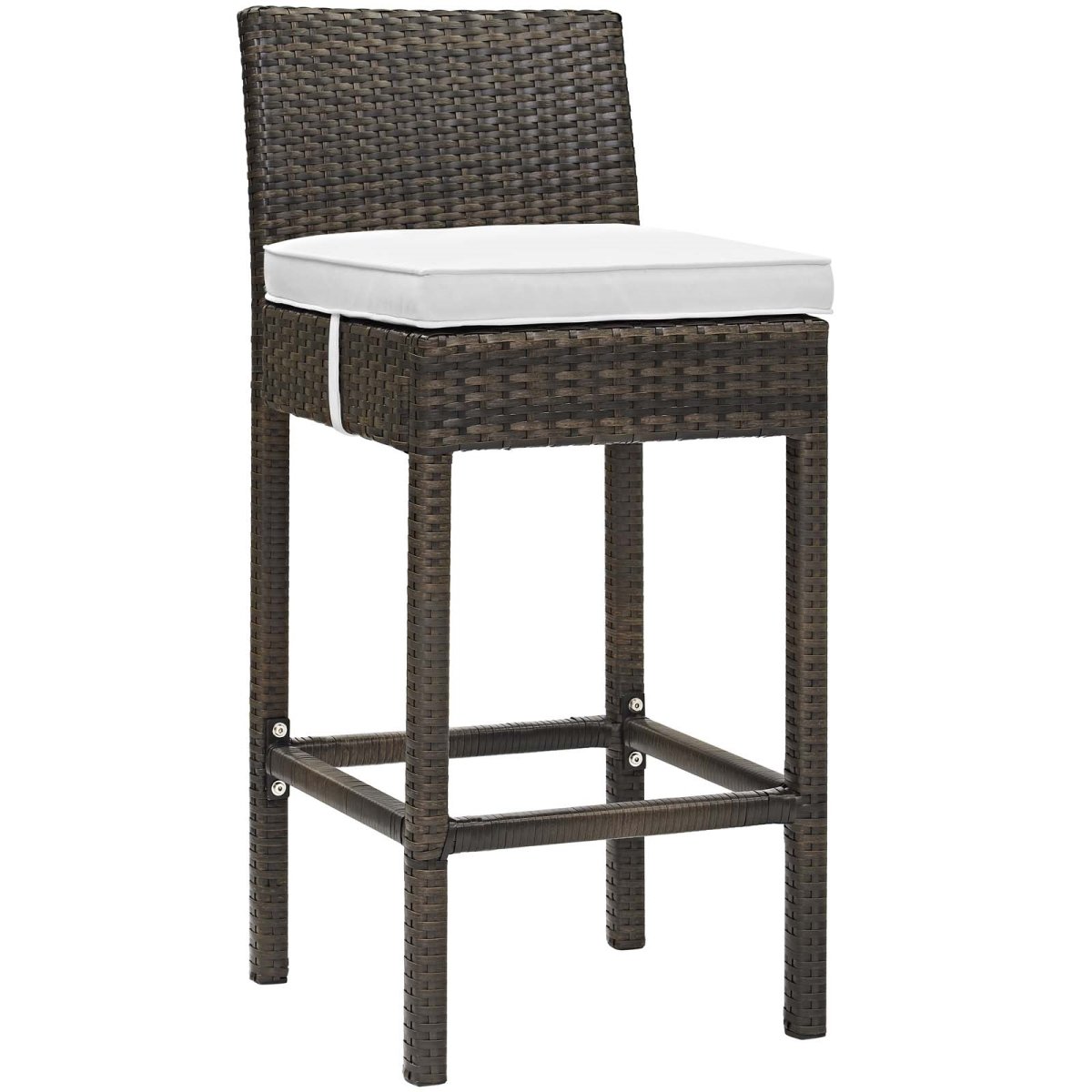 EEI-2799-BRN-WHI Conduit Outdoor Patio Wicker Rattan Bar Stool, Brown White -  Modway Furniture