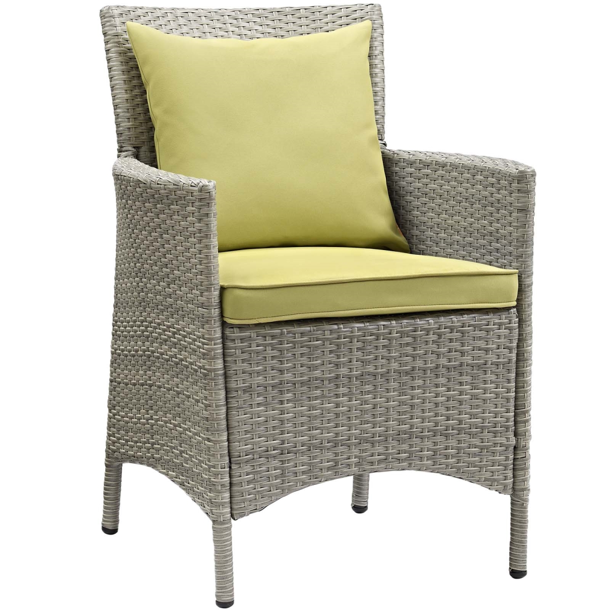 EEI-2802-LGR-PER Conduit Outdoor Patio Wicker Rattan Dining Armchair, Light Gray Peridot -  Modway Furniture