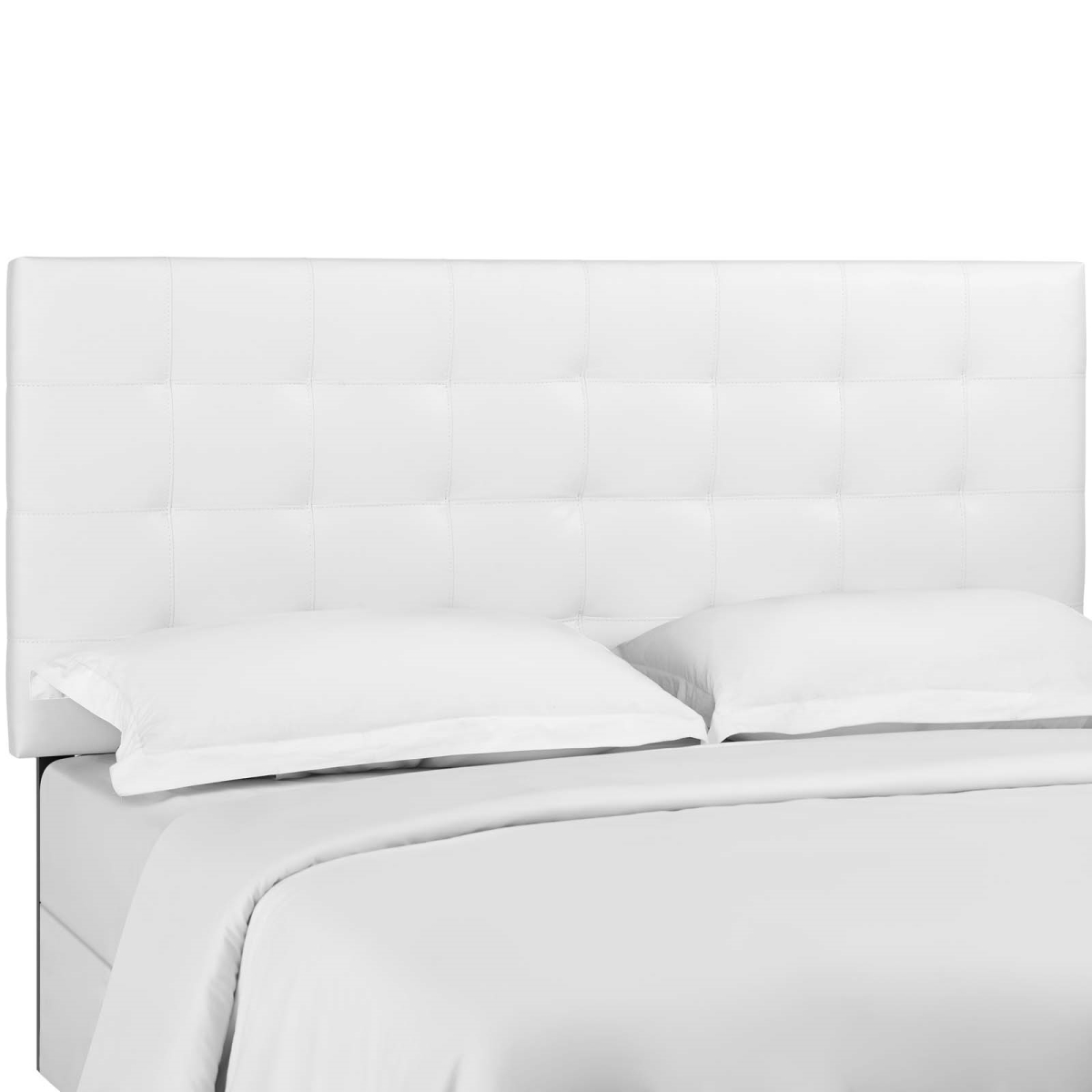 MOD-5857-WHI Paisley Tufted King & California King Upholstered Faux Leather Headboard, White
