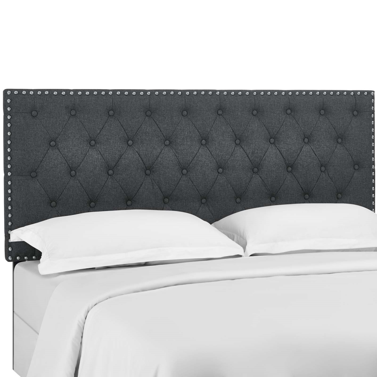 Helena Tufted Full & Queen Upholstered Linen Fabric Headboard, Gray
