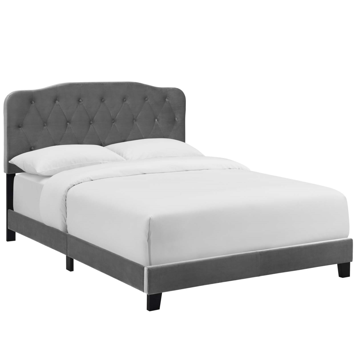 Amelia Performance Velvet Bed, Gray - Queen Size