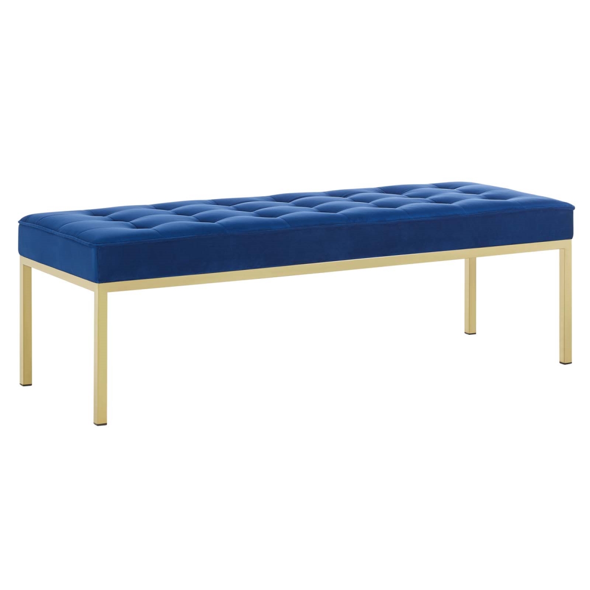 Picture of Modway Furniture EEI-3399-GLD-NAV Loft Gold Stainless Steel Leg Large Performance Velvet Bench&#44; Gold Navy