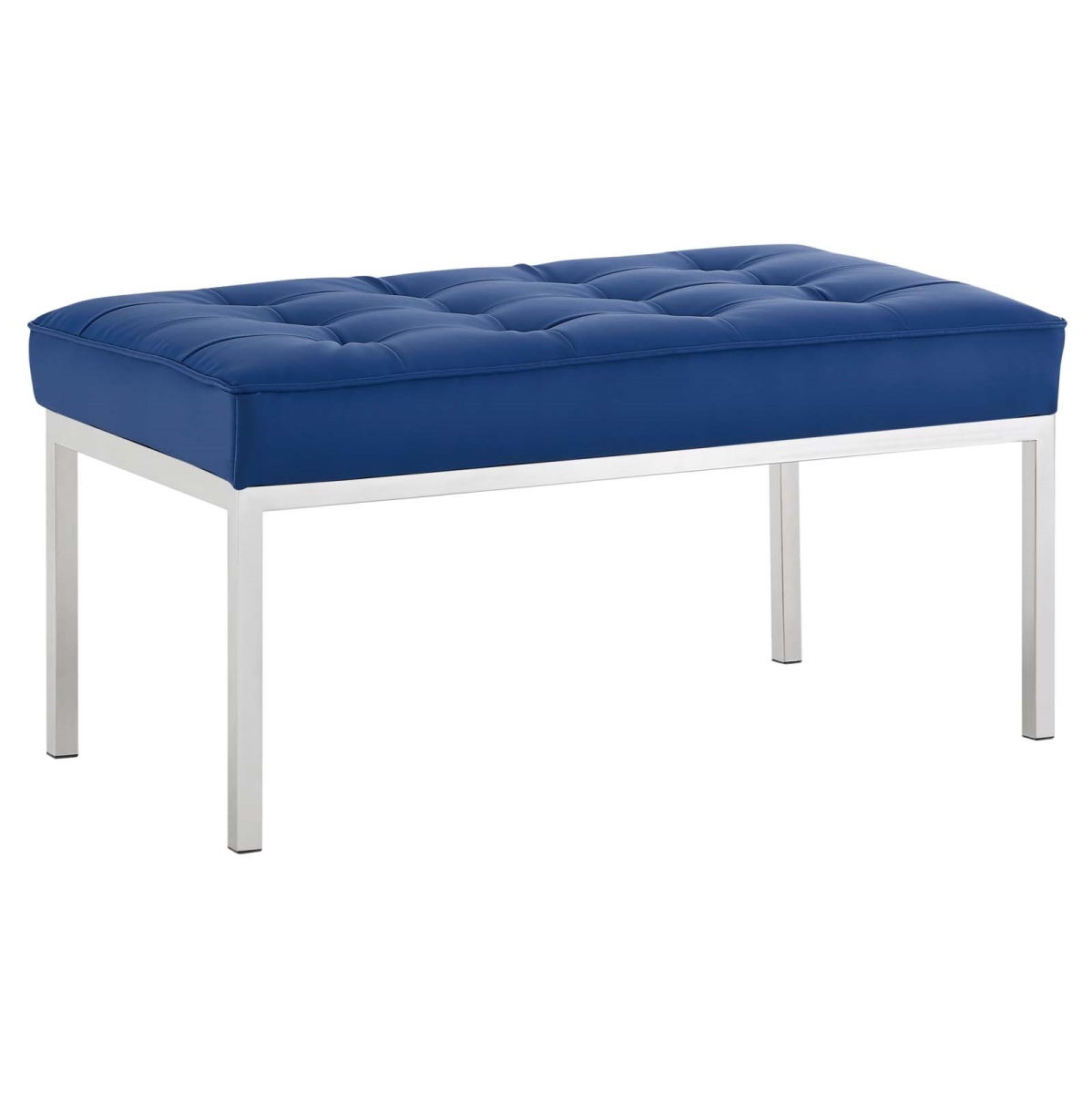 Picture of Modway Furniture EEI-3400-SLV-NAV Loft Tufted Medium Upholstered Faux Leather Bench&#44; Silver Navy