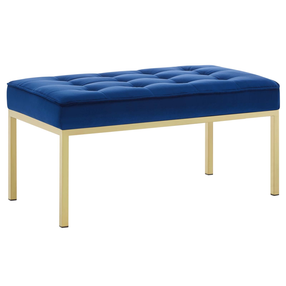 Picture of Modway Furniture EEI-3402-GLD-NAV Loft Gold Stainless Steel Leg Medium Performance Velvet Bench&#44; Gold Navy