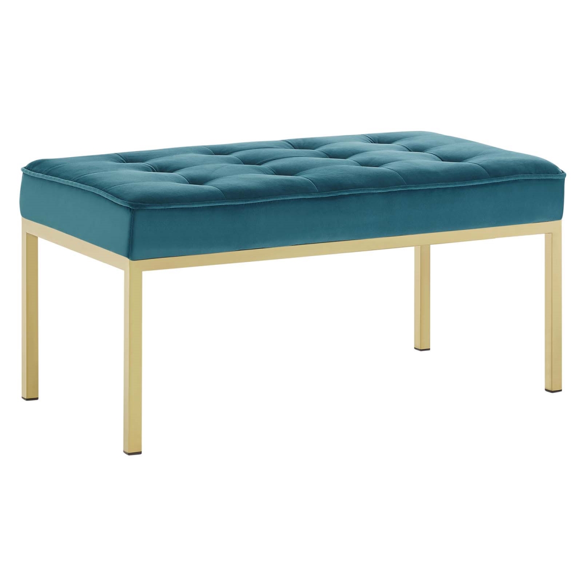 Picture of Modway Furniture EEI-3402-GLD-TEA Loft Gold Stainless Steel Leg Medium Performance Velvet Bench&#44; Gold Teal