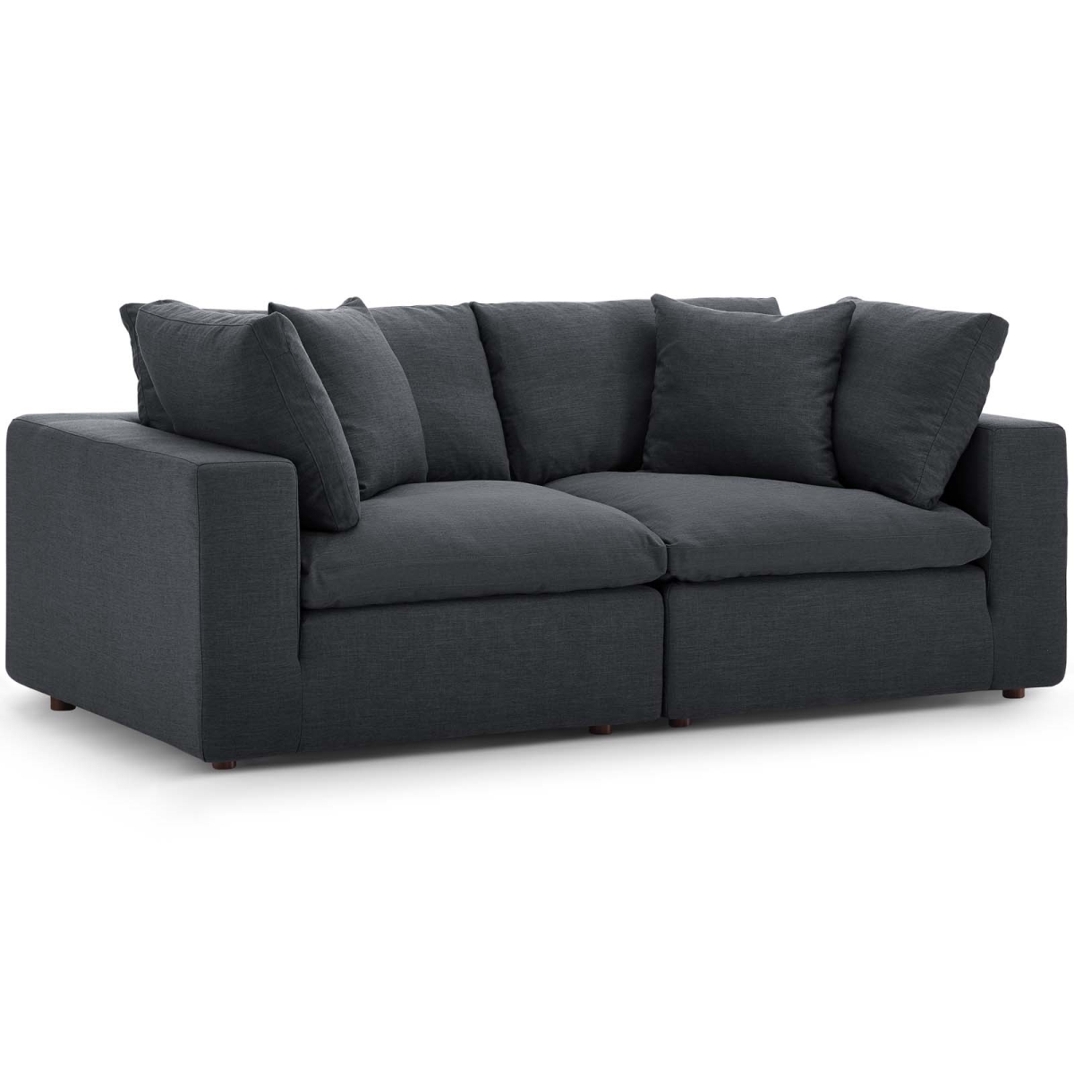 EEI-3354-GRY Commix Down Filled Overstuffed Sectional Sofa Set, Grey - 2 Piece