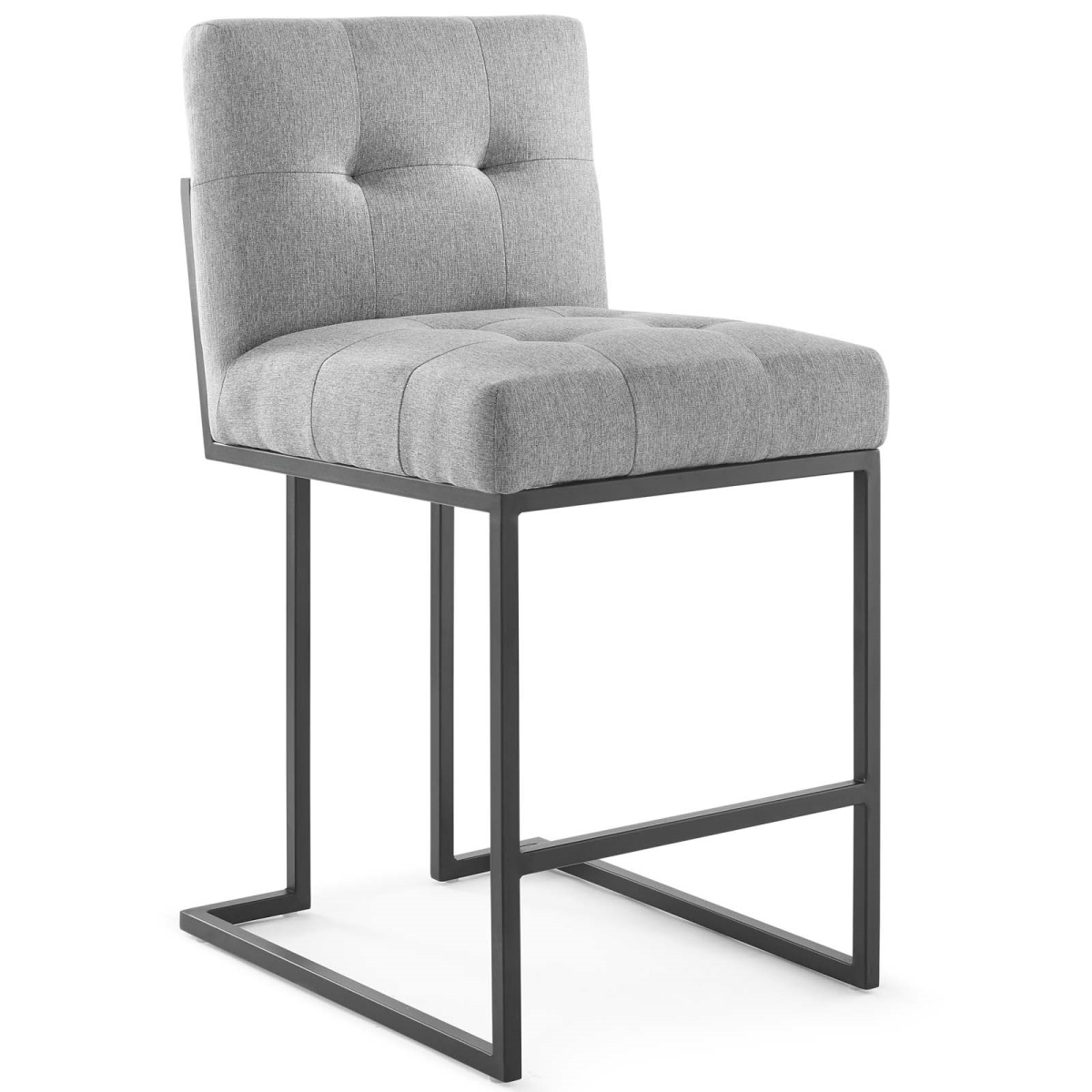 Privy Stainless Steel Upholstered Fabric Counter Stool, Black & Light Gray