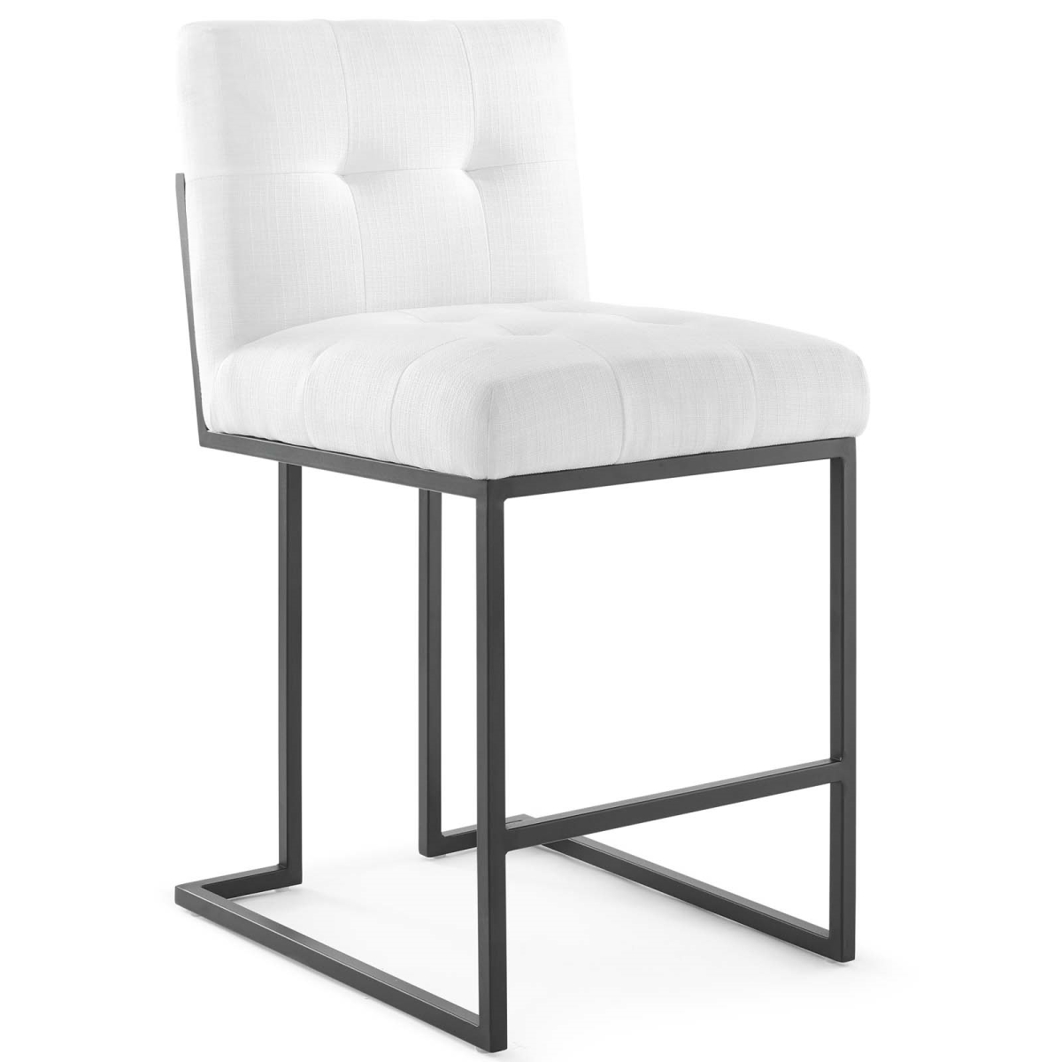 EEI-3854-BLK-WHI Privy Stainless Steel Upholstered Fabric Counter Stool, Black & White