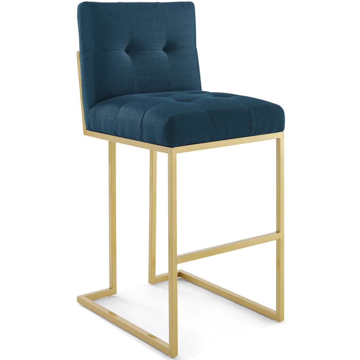 EEI-3855-GLD-AZU Privy Gold Stainless Steel Upholstered Fabric Bar Stool, Gold Azure -  Modway Furniture