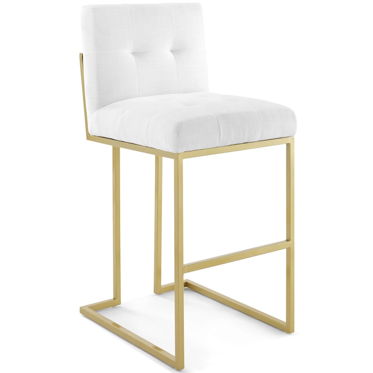 Privy Stainless Steel Upholstered Fabric Bar Stool - Gold & White