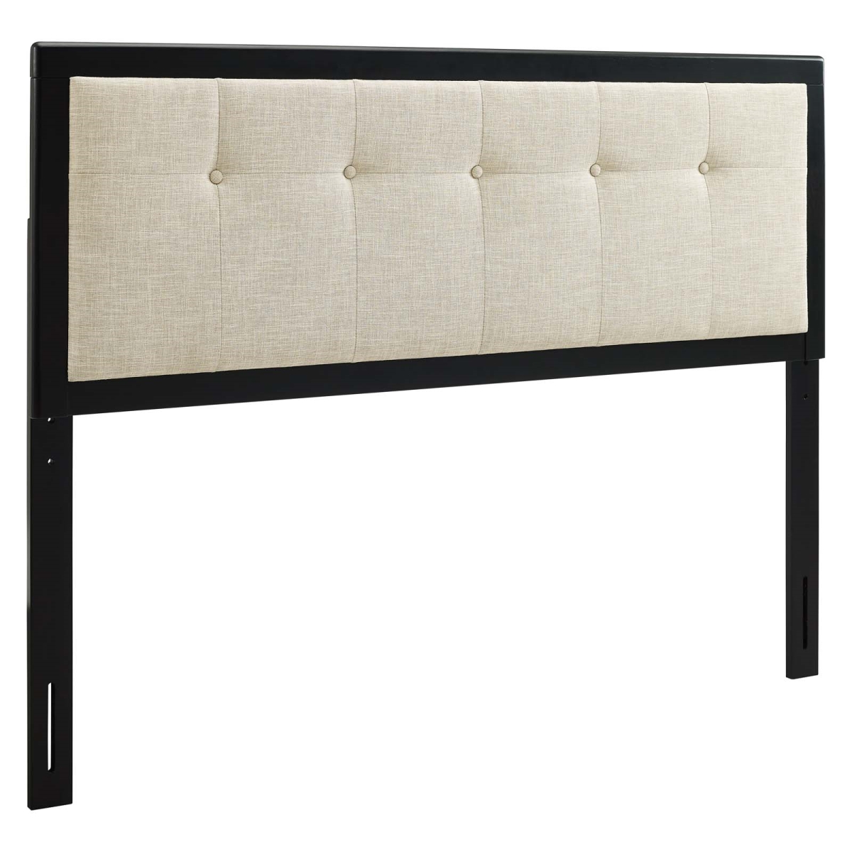 MOD-6227-BLK-BEI Draper Tufted Fabric & Wood Headboard, Black Beige - King Size