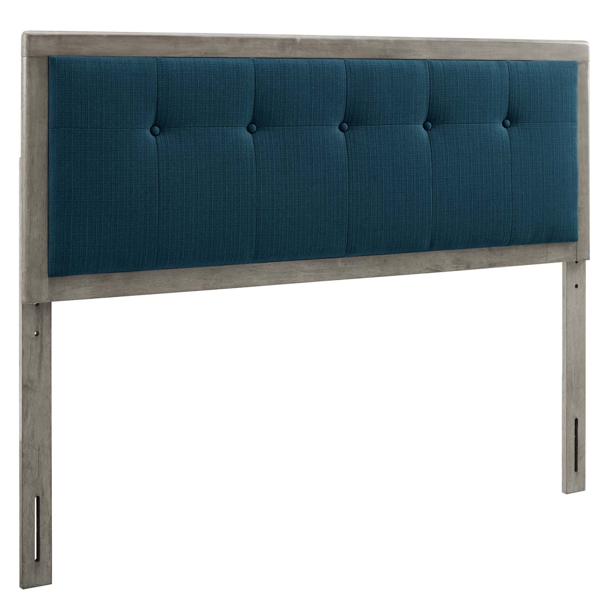 MOD-6227-GRY-AZU Draper Tufted King Size Fabric & & Wood Headboard, Gray Azure
