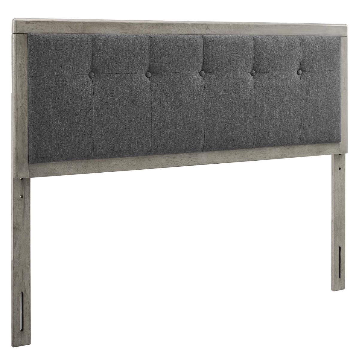 Draper Tufted King Size Fabric & Wood Headboard, Gray & Charcoal