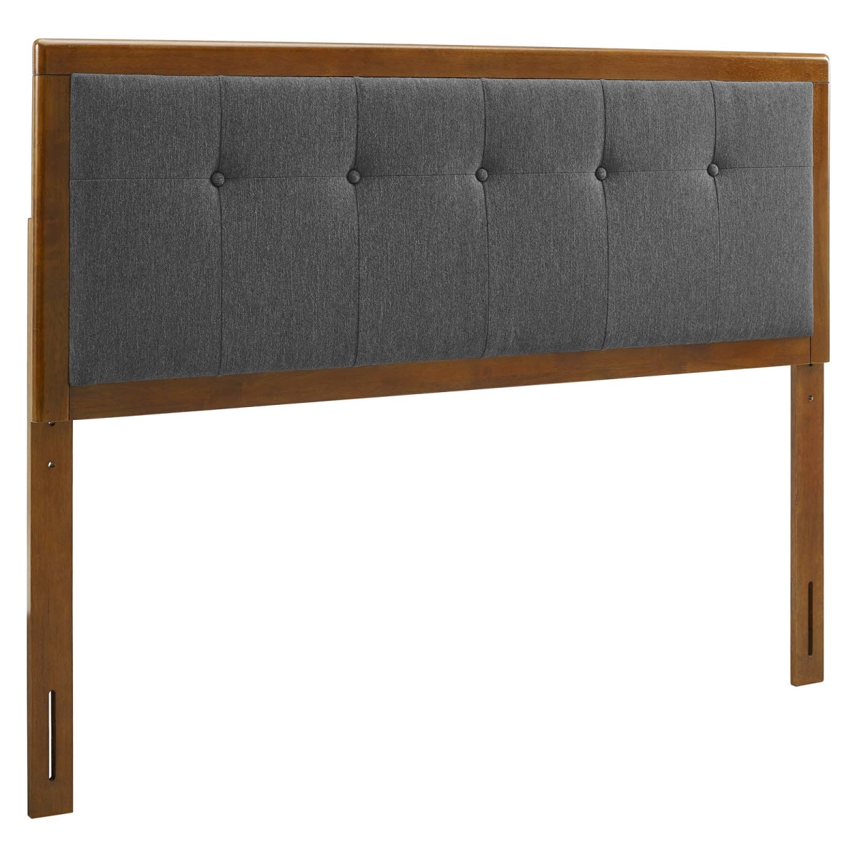 MOD-6227-WAL-CHA Draper Tufted King Size Fabric & Wood Headboard, Walnut & Charcoal