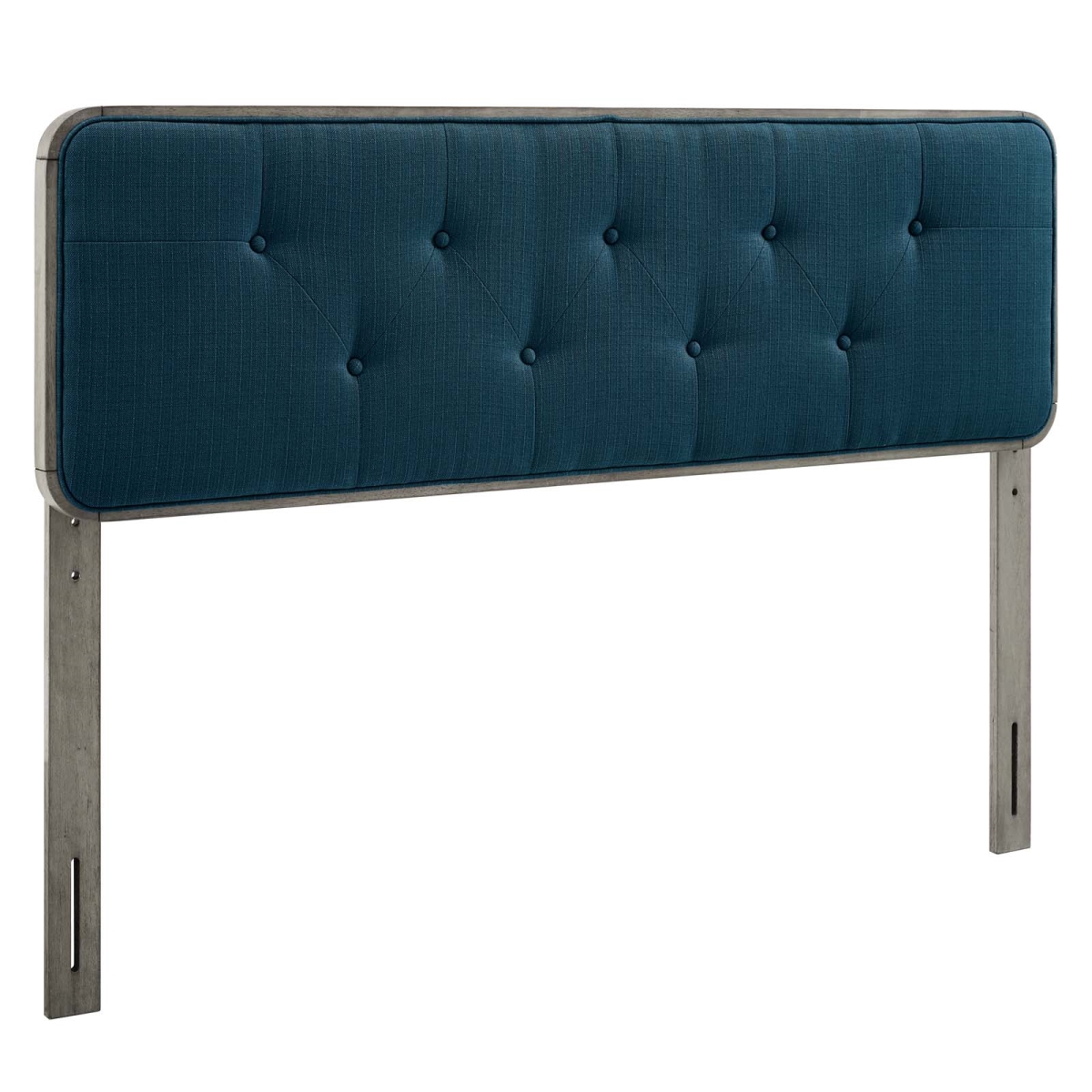 MOD-6232-GRY-AZU Collins Tufted Fabric & Wood Headboard, Gray Azure - Twin Size