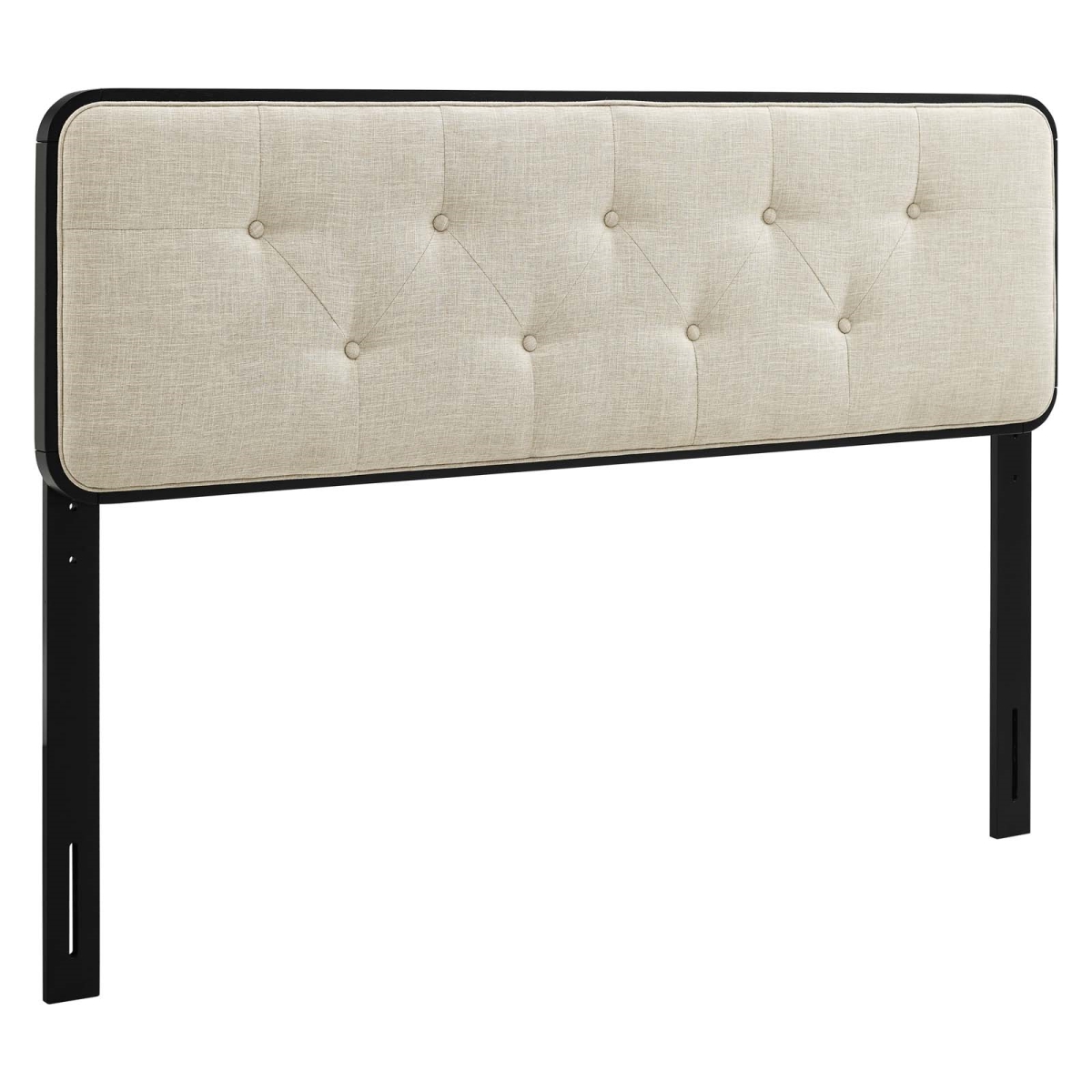 MOD-6233-BLK-BEI Collins Tufted Fabric & Wood Headboard, Black Beige - Full Size