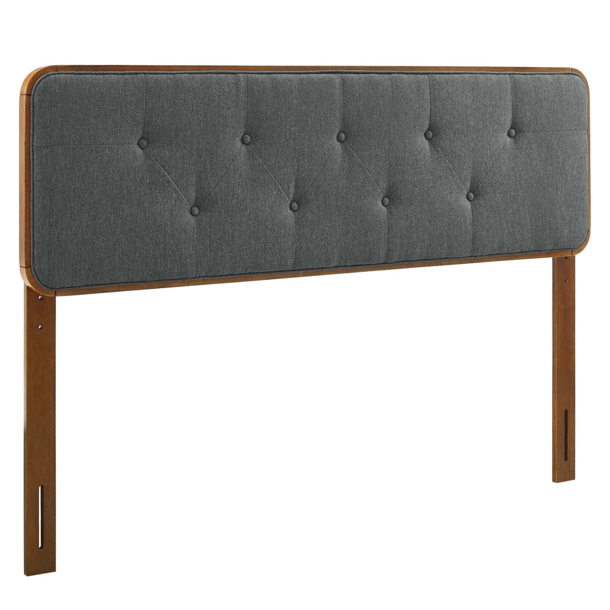 Collins Tufted Queen Size Fabric & Wood Headboard - Walnut Charcoal