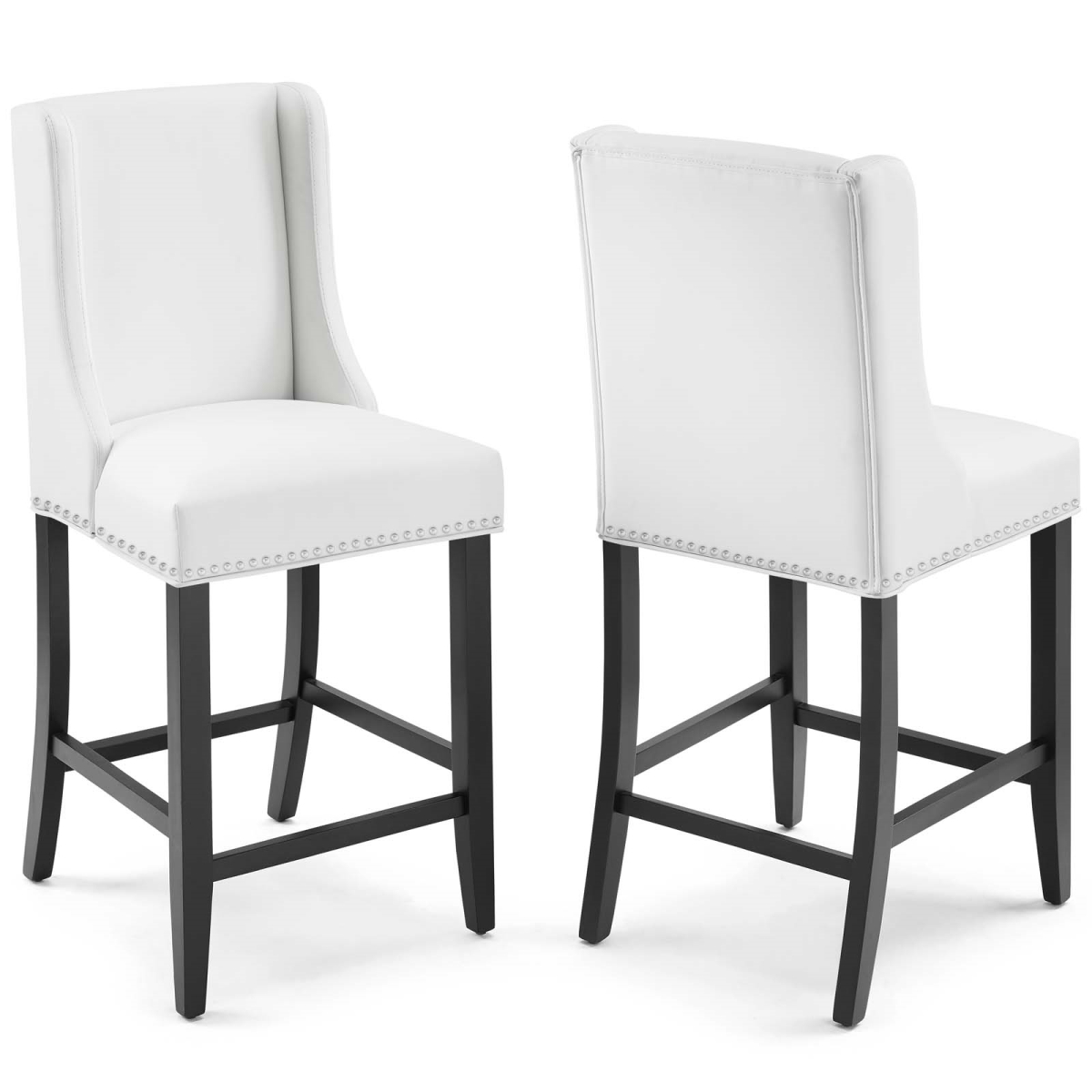 EEI-4017-WHI Baron Counter Stool for Faux Leather, White - Set of 2