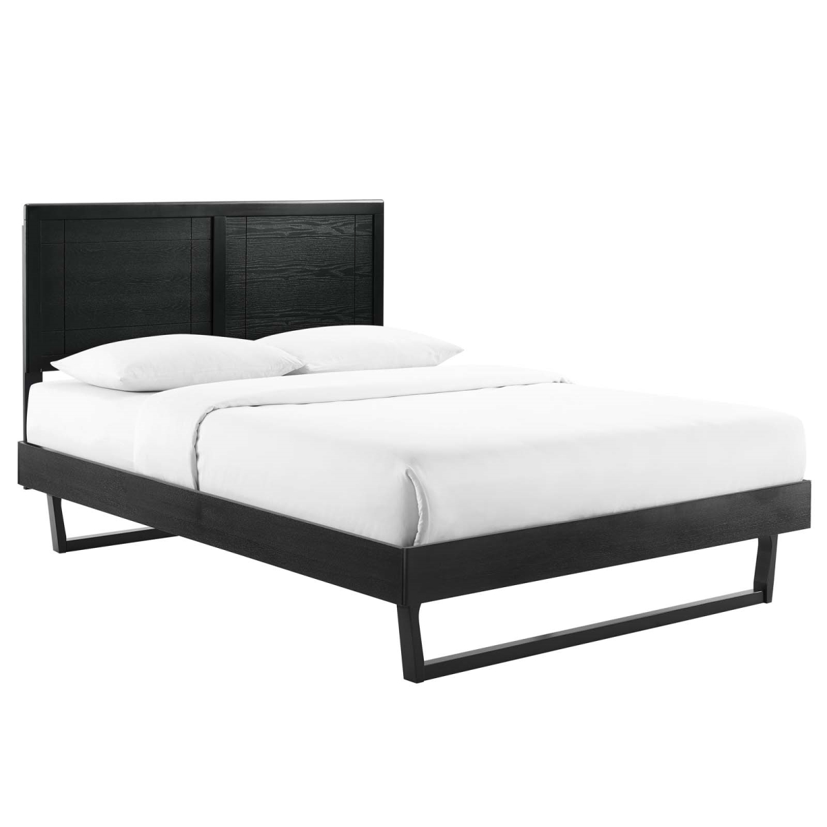 MOD-6625-BLK Marlee Full Size Wood Platform Bed with Angular Frame, Black
