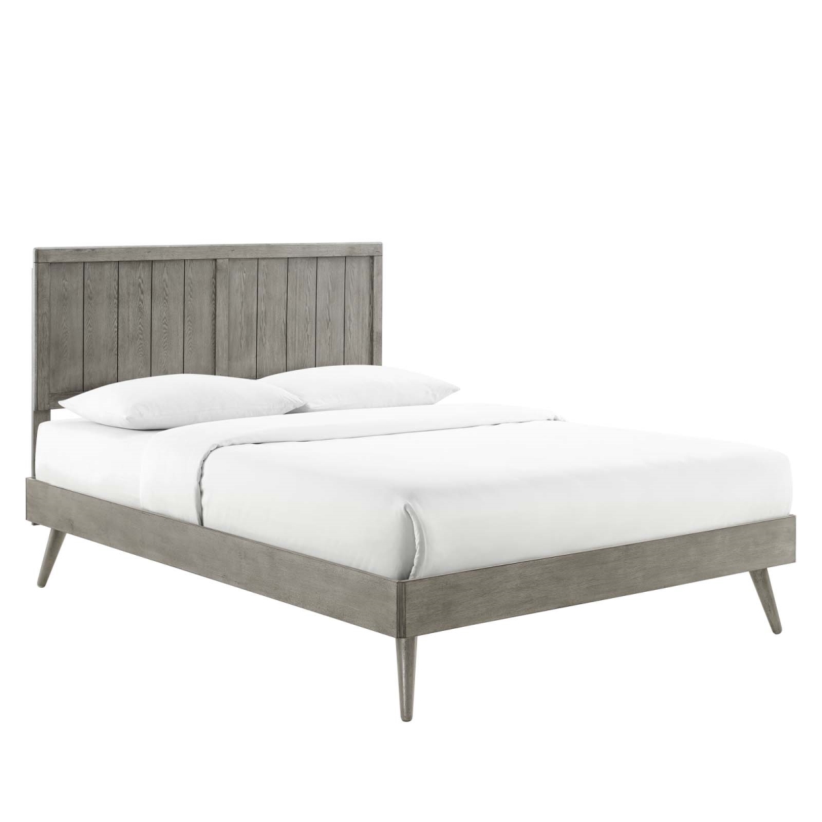 MOD-6620-GRY Alana King Size Wood Platform Bed with Splayed Legs, Grey