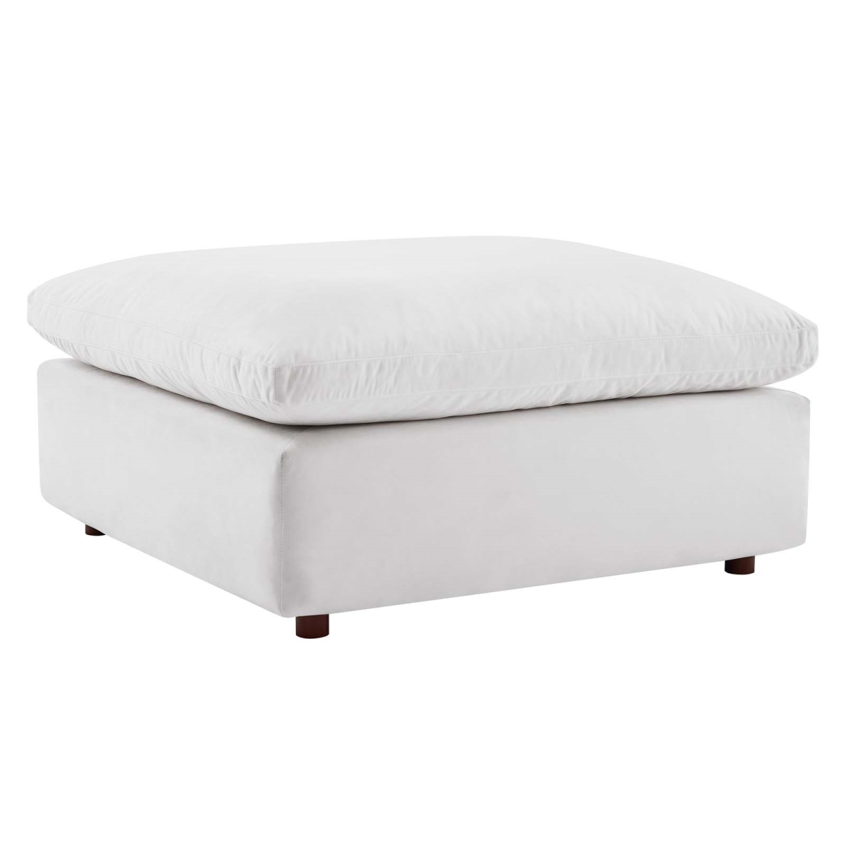 EEI-4365-WHI Commix Down Filled Overstuffed Performance Velvet Ottoman, White